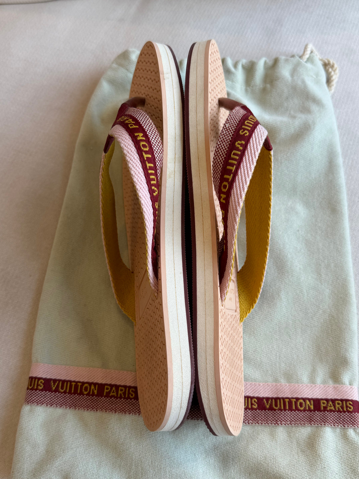 Louis Vuitton Rubber Logo Strap Thong Flip-Flop Sandals 36