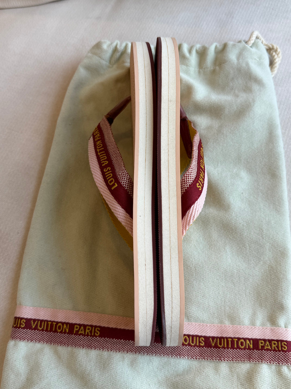 Louis Vuitton Rubber Logo Strap Thong Flip-Flop Sandals 36