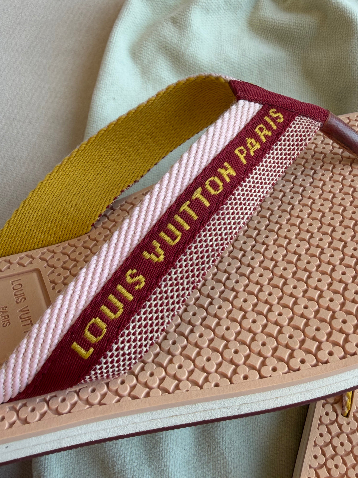 Louis Vuitton Rubber Logo Strap Thong Flip-Flop Sandals 36