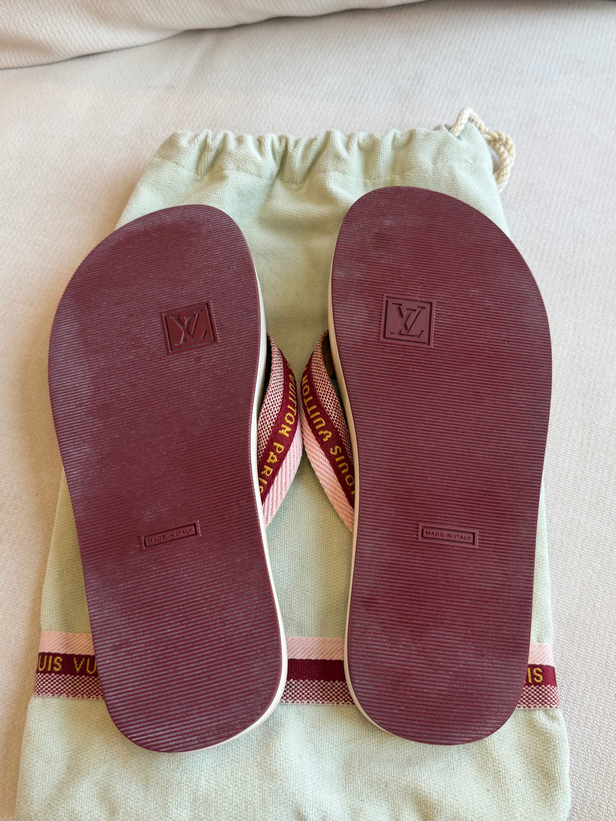 Louis Vuitton Rubber Logo Strap Thong Flip-Flop Sandals 36