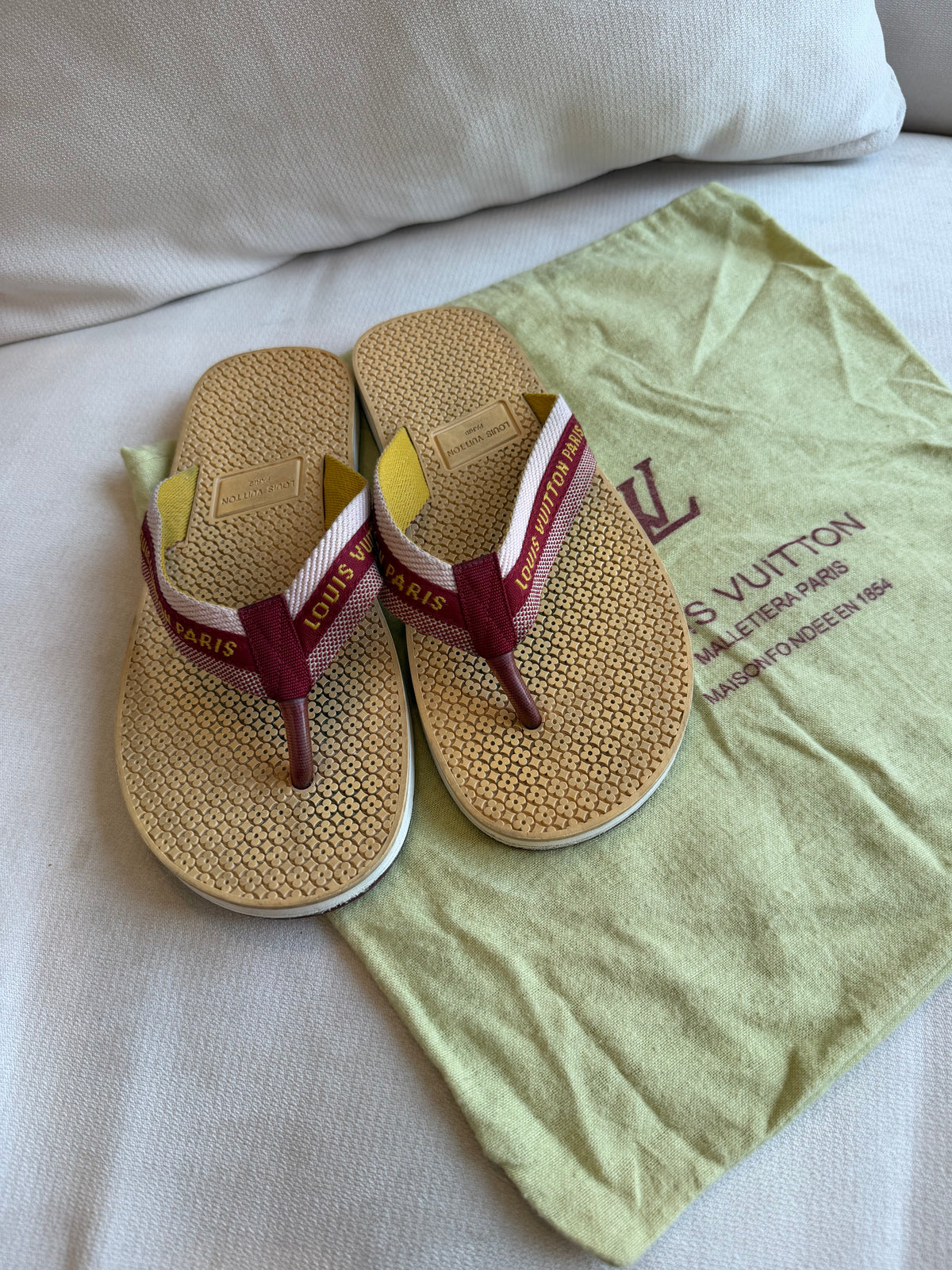 Louis Vuitton Rubber Logo Strap Thong Flip-Flop Sandals 36