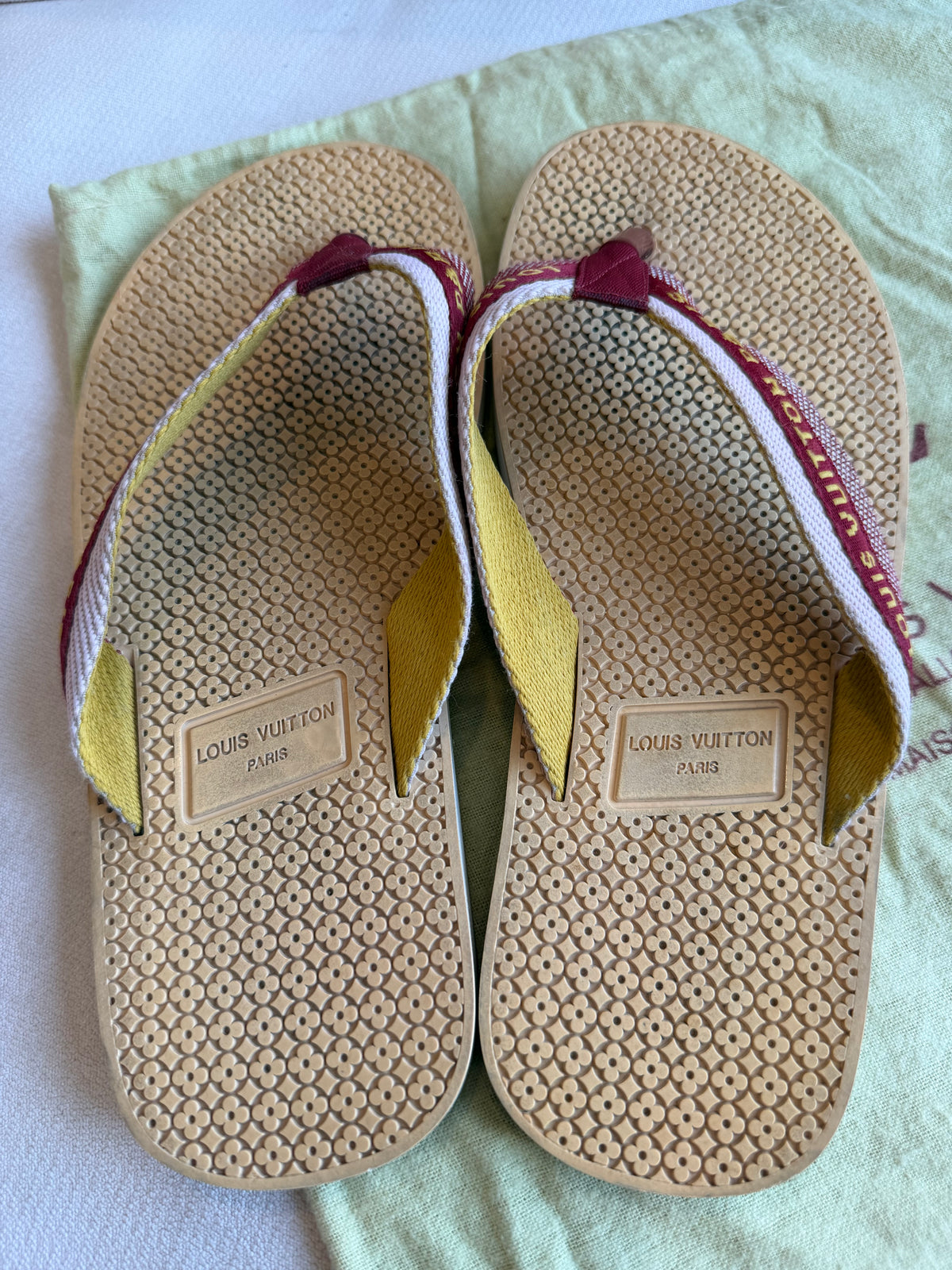 Louis Vuitton Rubber Logo Strap Thong Flip-Flop Sandals 36