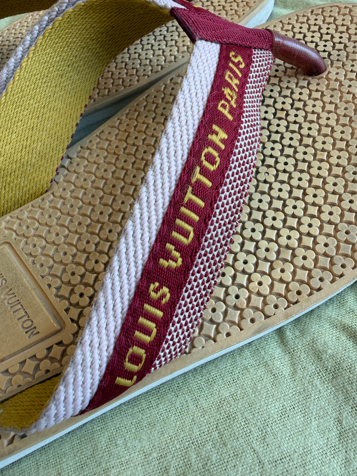 Louis Vuitton Rubber Logo Strap Thong Flip-Flop Sandals 36