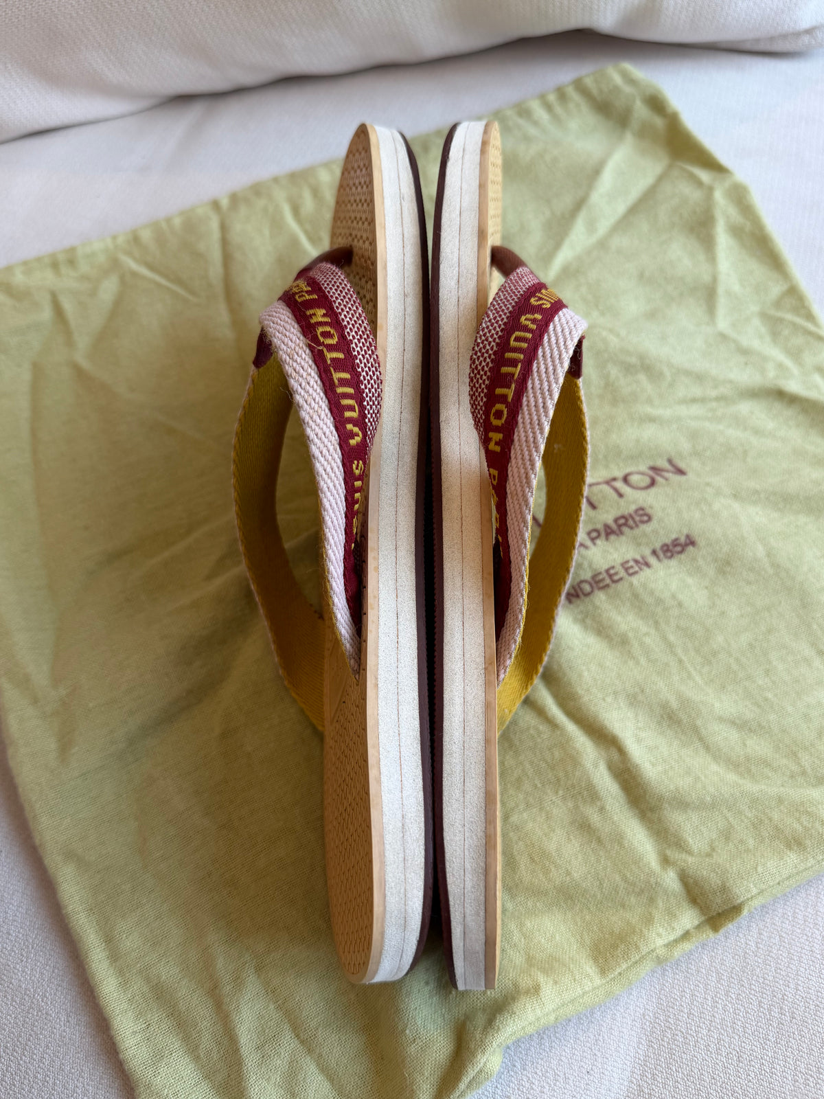 Louis Vuitton Rubber Logo Strap Thong Flip-Flop Sandals 36