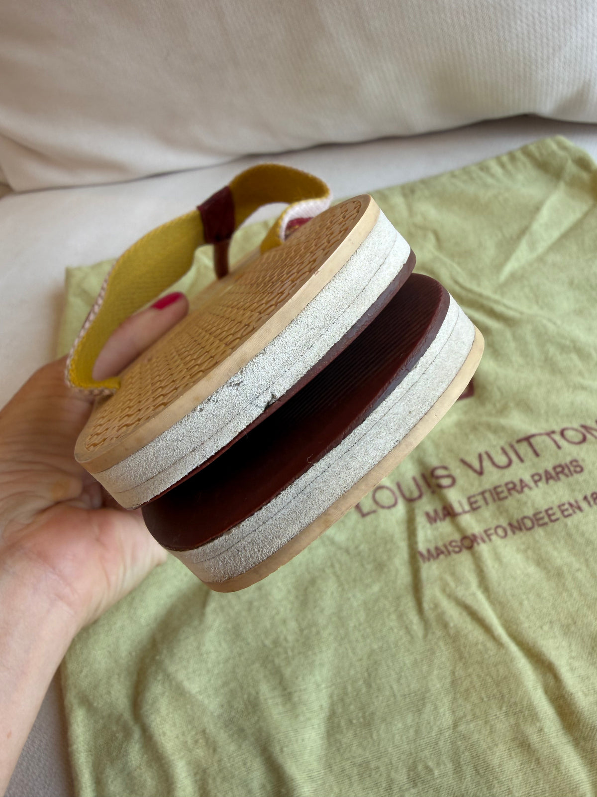 Louis Vuitton Rubber Logo Strap Thong Flip-Flop Sandals 36