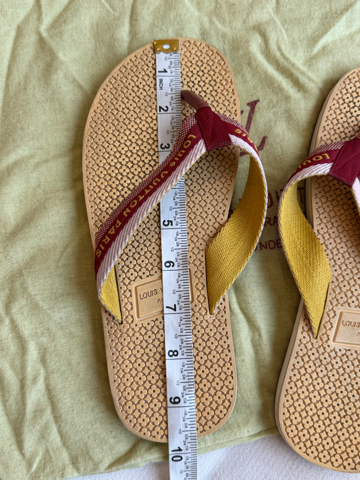 Louis Vuitton Rubber Logo Strap Thong Flip-Flop Sandals 36