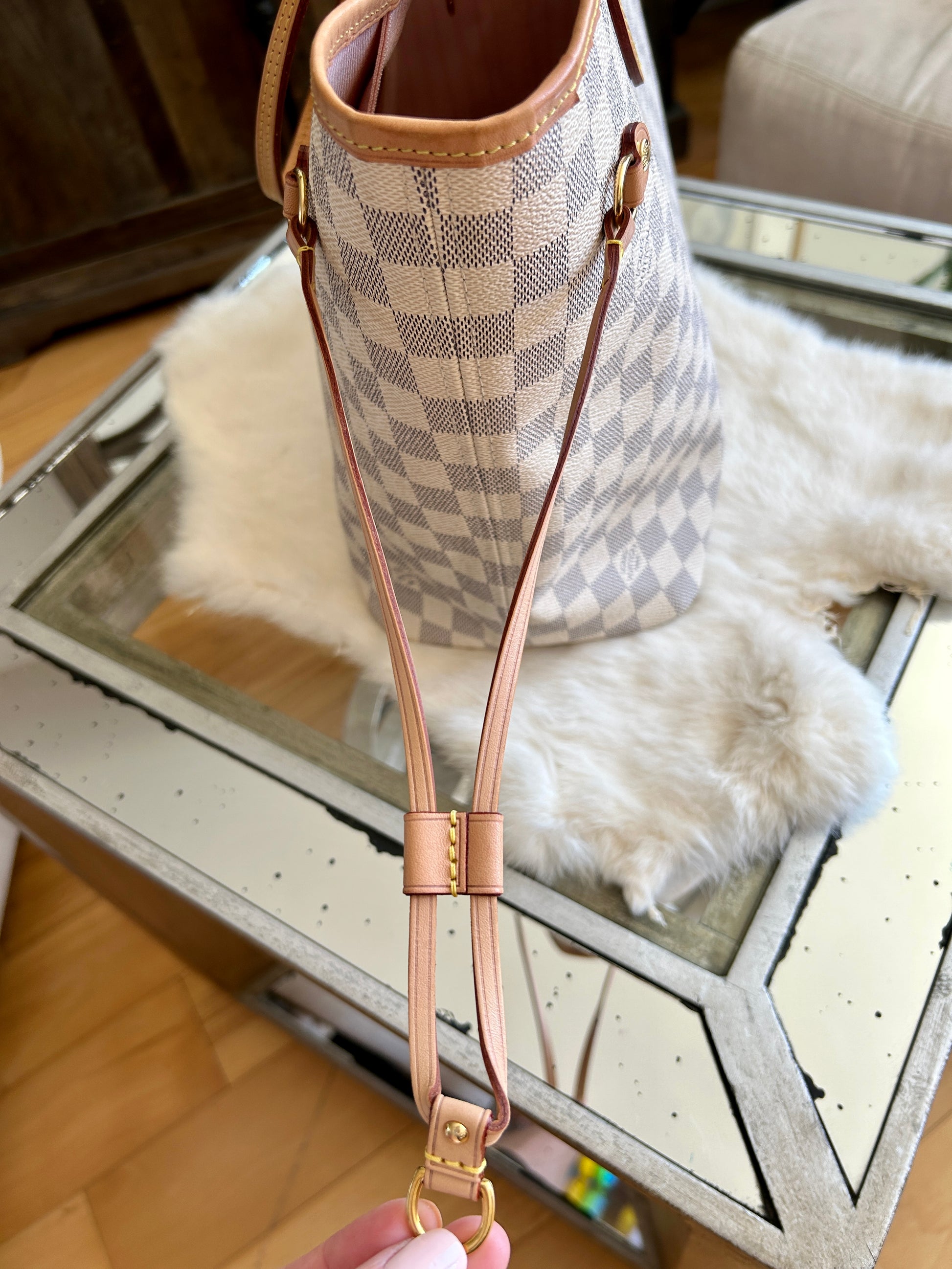 Louis Vuitton Neverfull MM Damier Azur/Pink in Coated Canvas