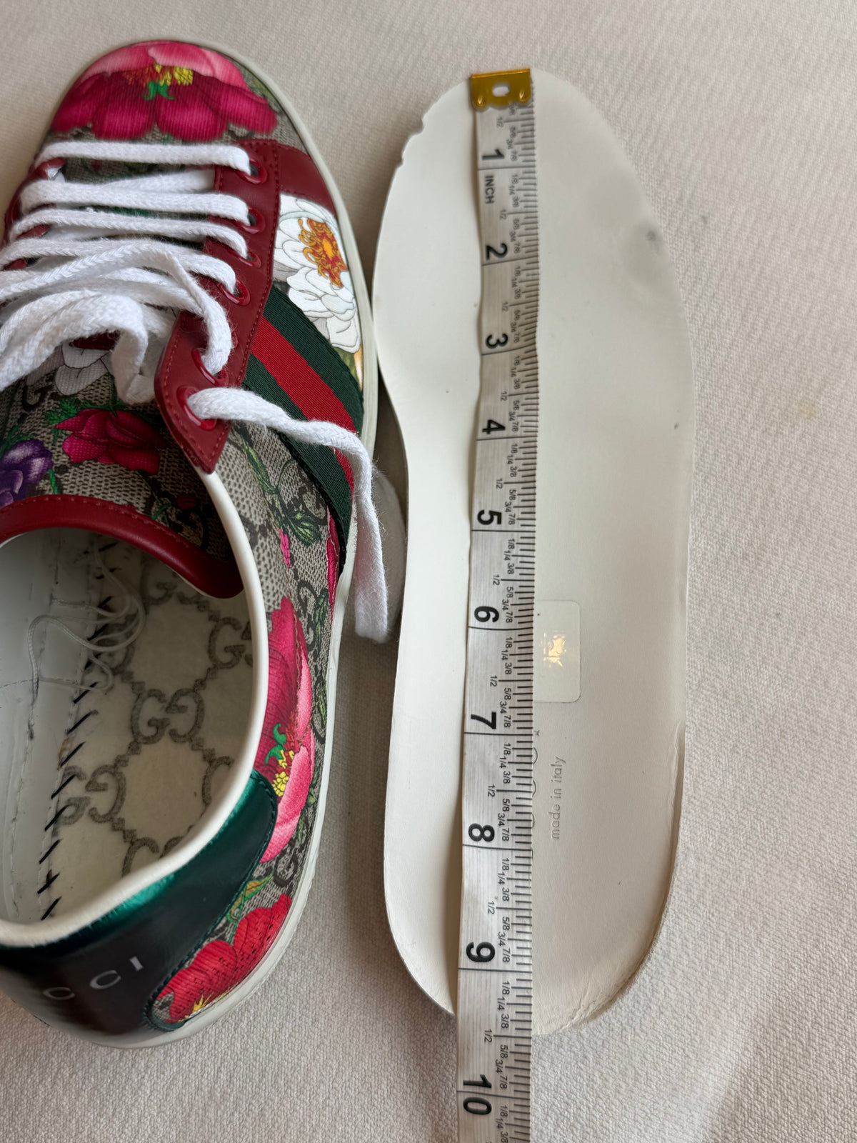 GUCCI Ace Supreme Canvas Flora Print Women's Sneakers 36EU
