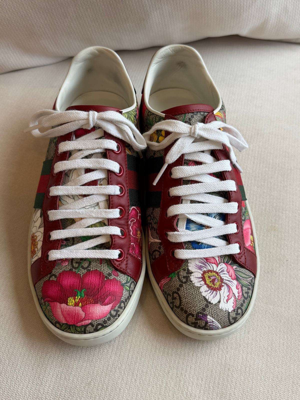GUCCI Ace Supreme Canvas Flora Print Women's Sneakers 36EU