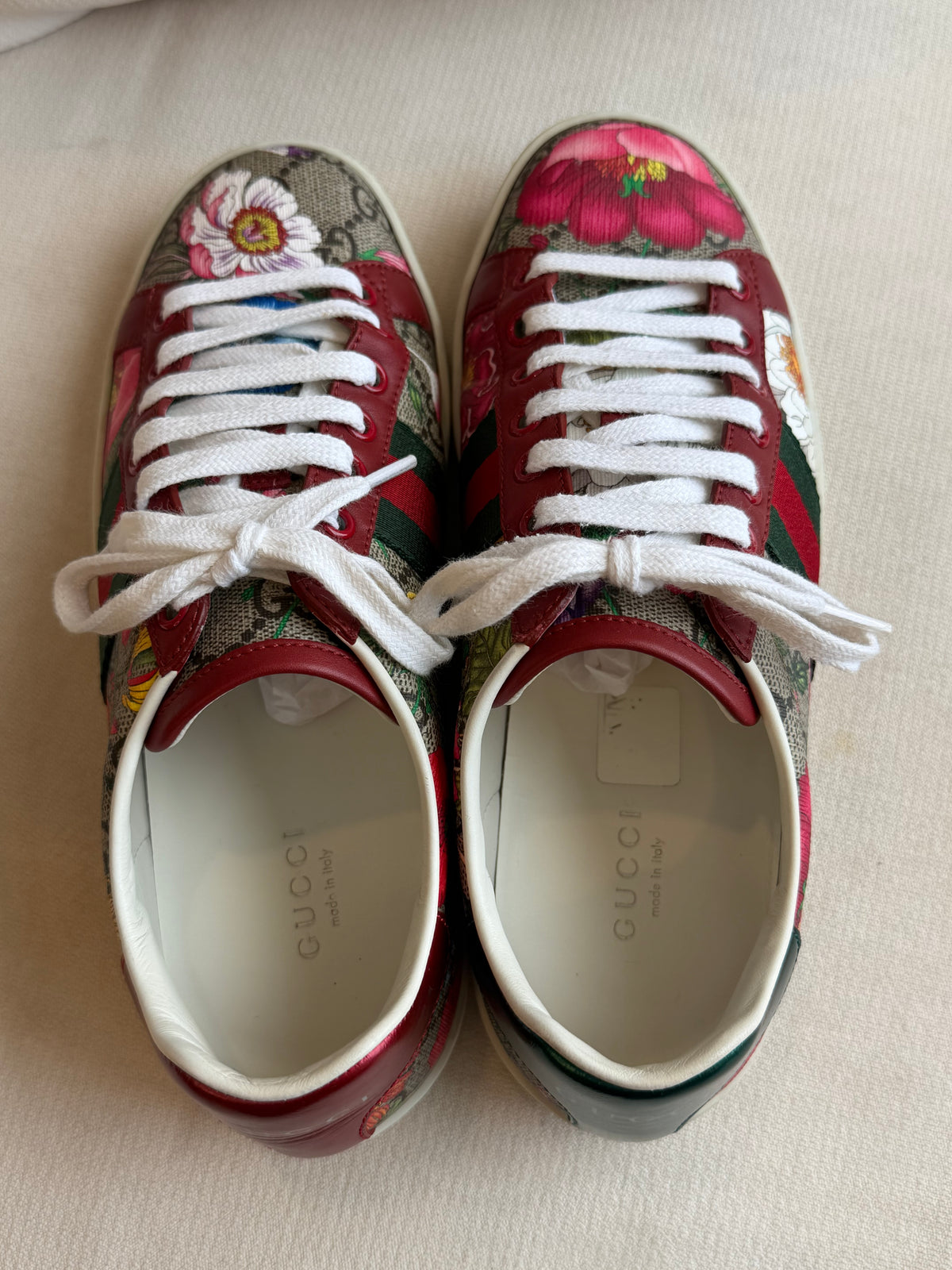 GUCCI Ace Supreme Canvas Flora Print Women's Sneakers 36EU