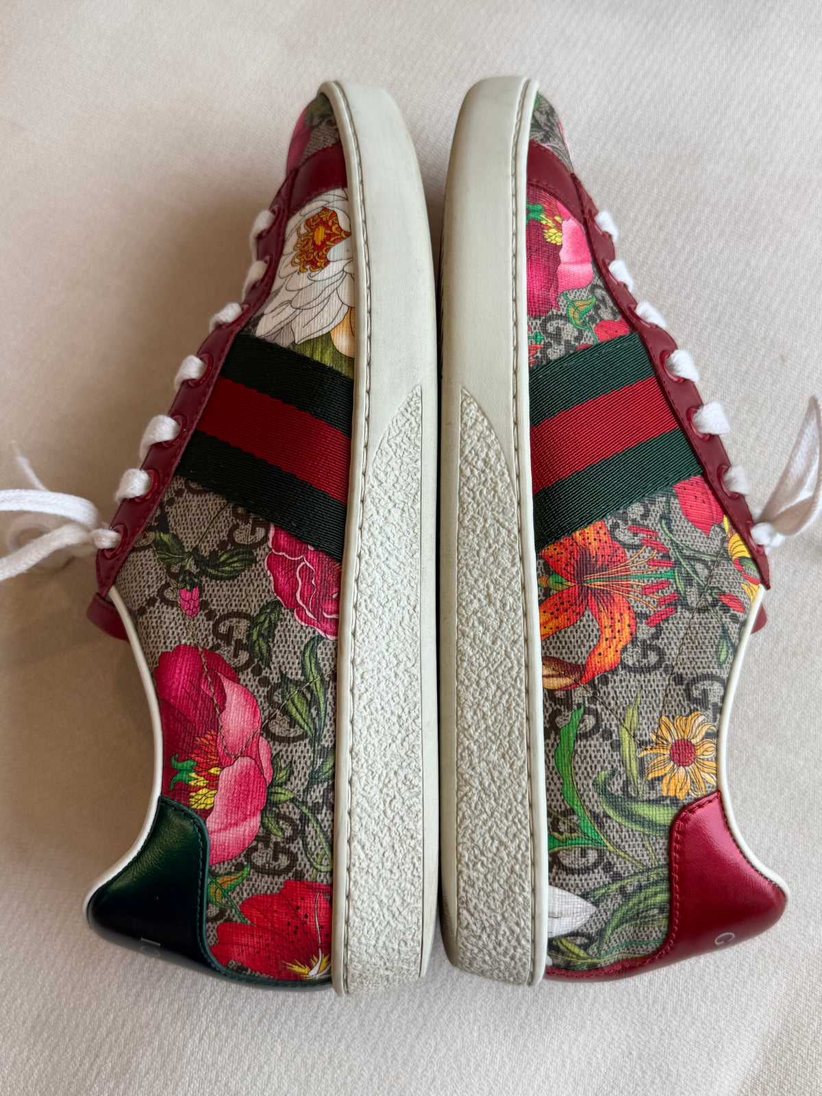 GUCCI Ace Supreme Canvas Flora Print Women's Sneakers 36EU