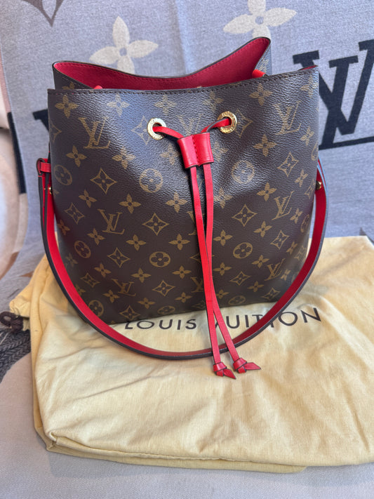 Louis Vuitton Monogram Neonoe MM Red 2-Way Handbag