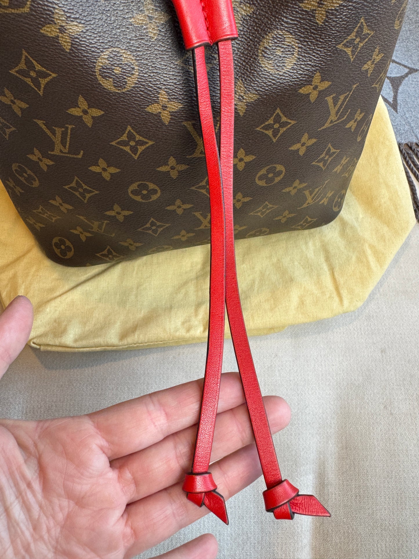 Louis Vuitton Monogram Neonoe MM Red 2-Way Handbag