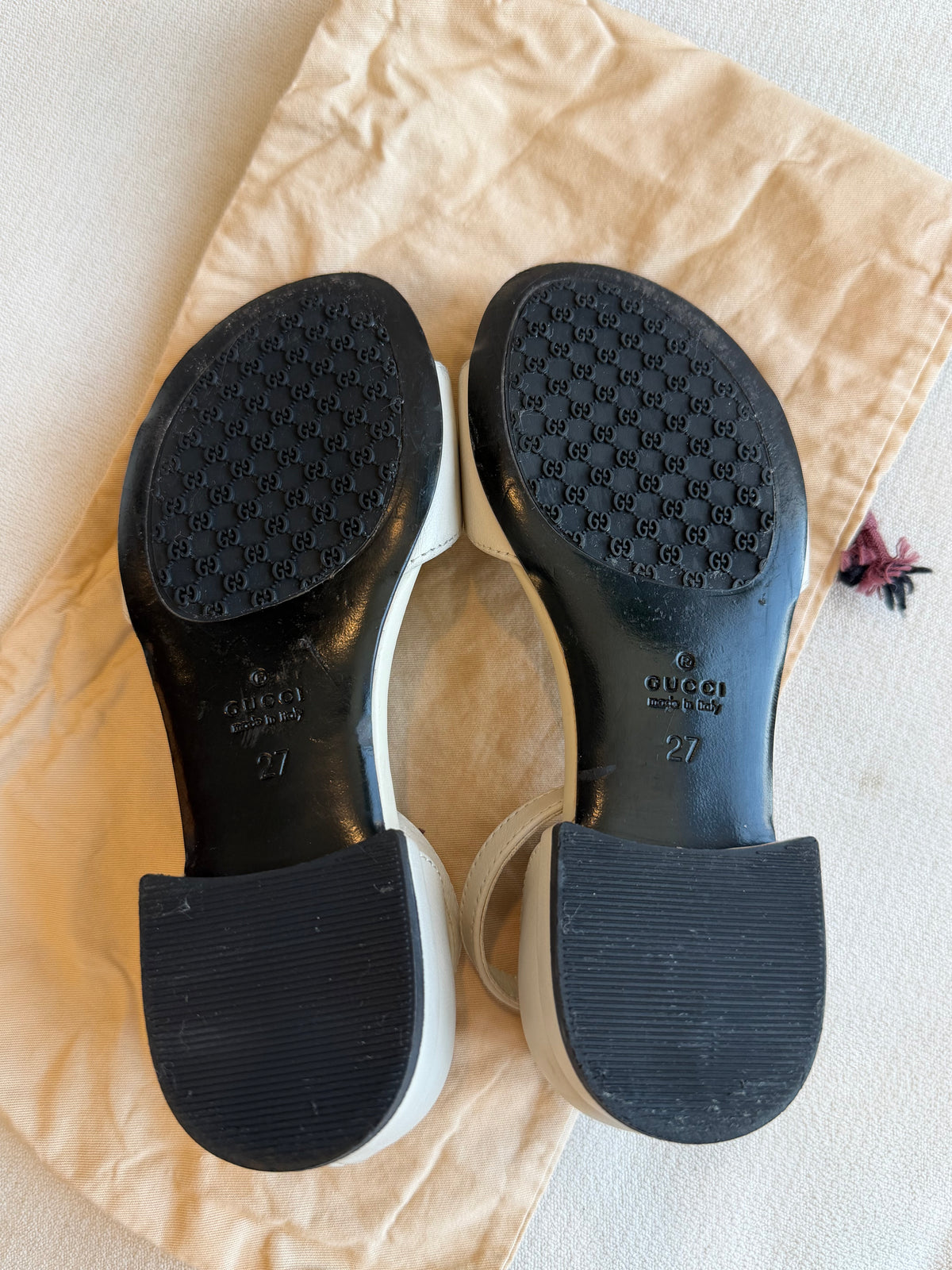 GUCCI Kids Gray Leather Horsebit Sandals 27EU
