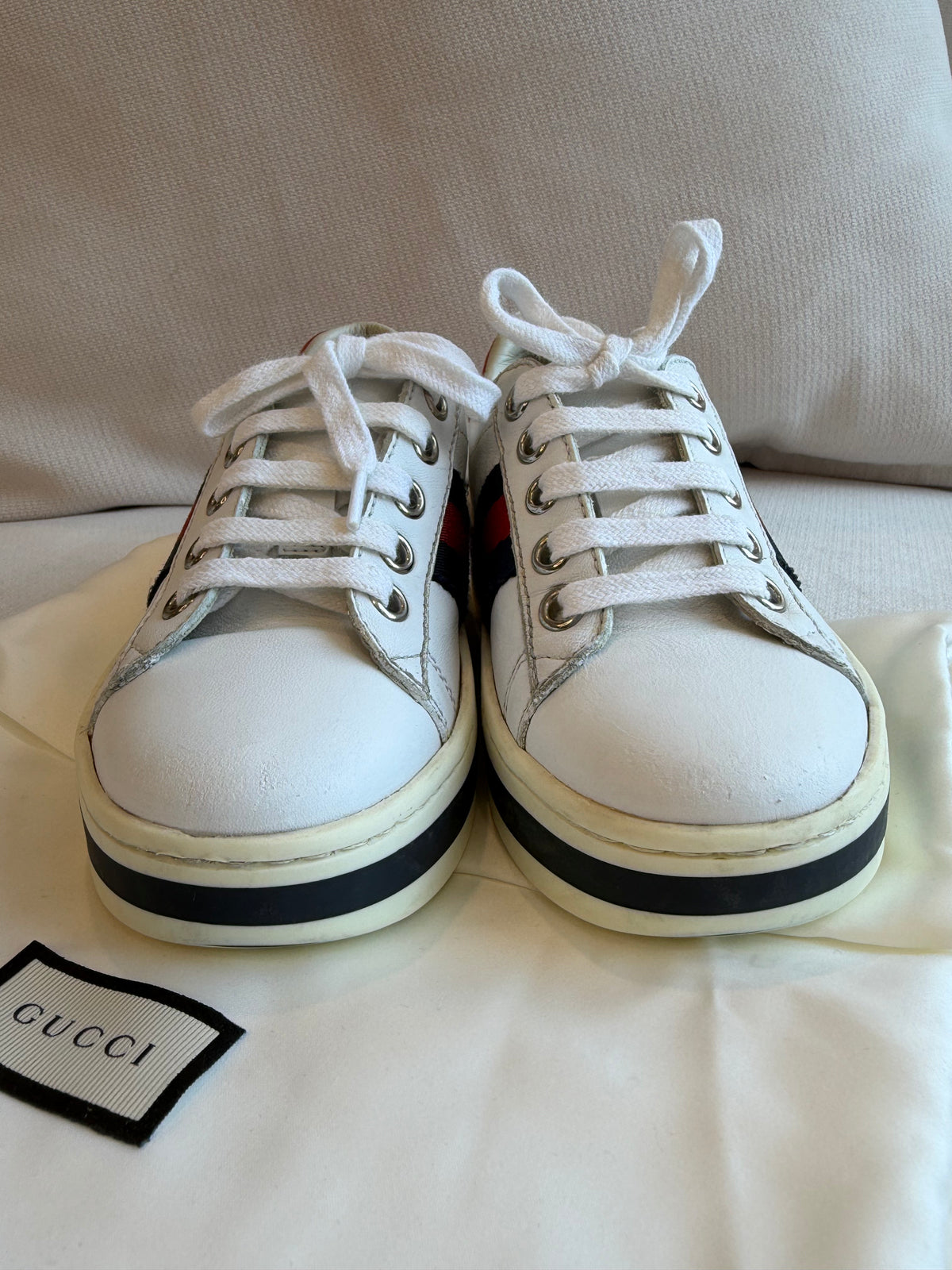 GUCCI Kids Ace Leather Platform Size 27EU