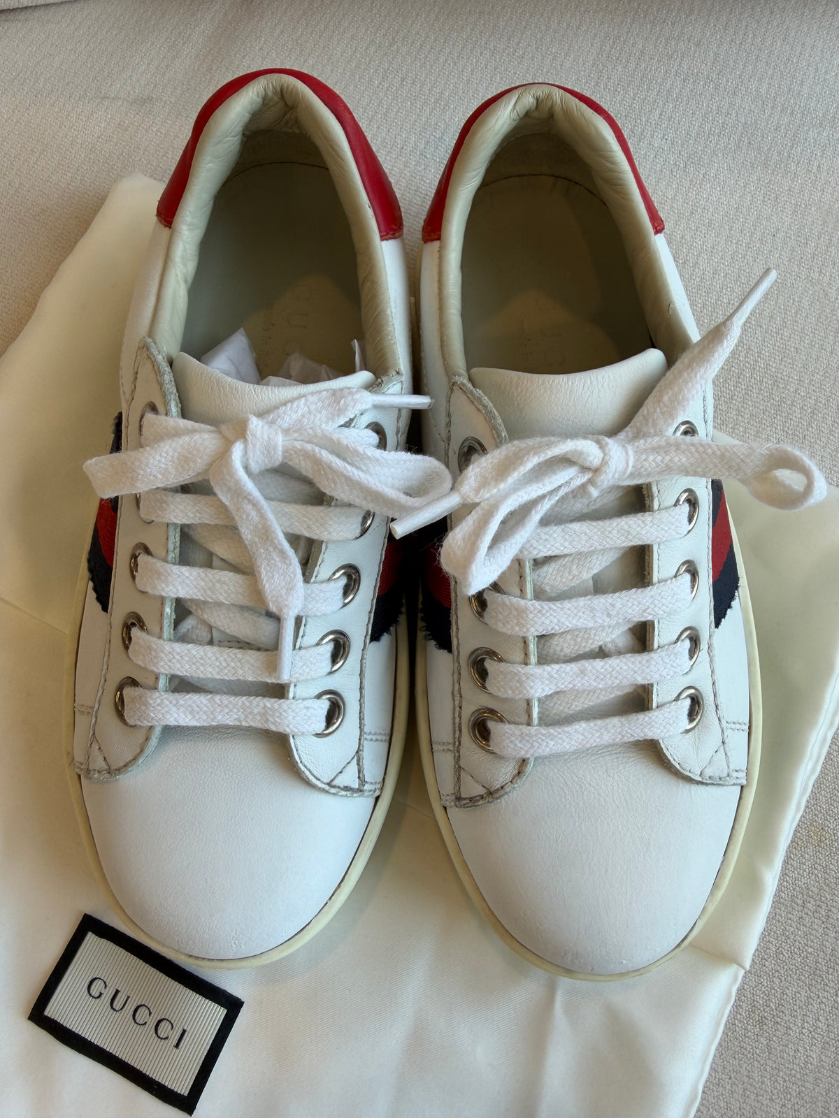 GUCCI Kids Ace Leather Platform Size 27EU