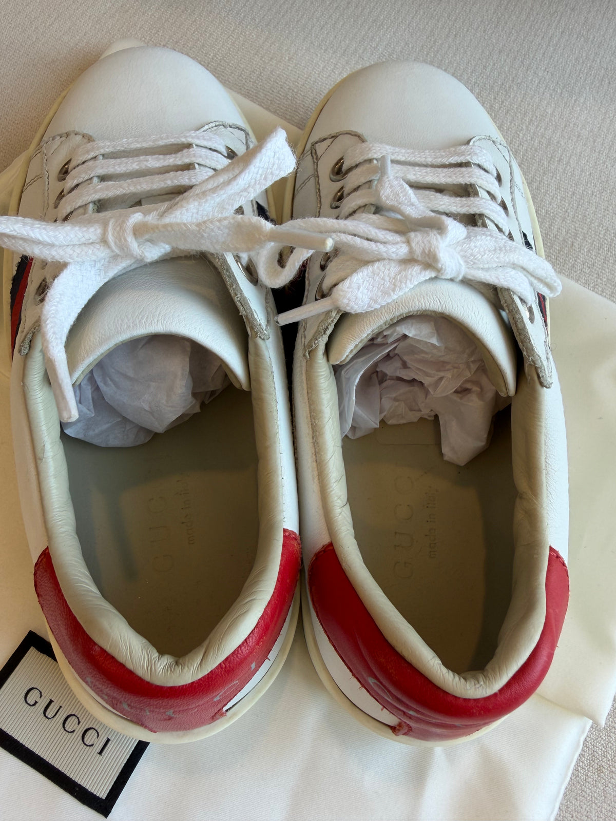 GUCCI Kids Ace Leather Platform Size 27EU