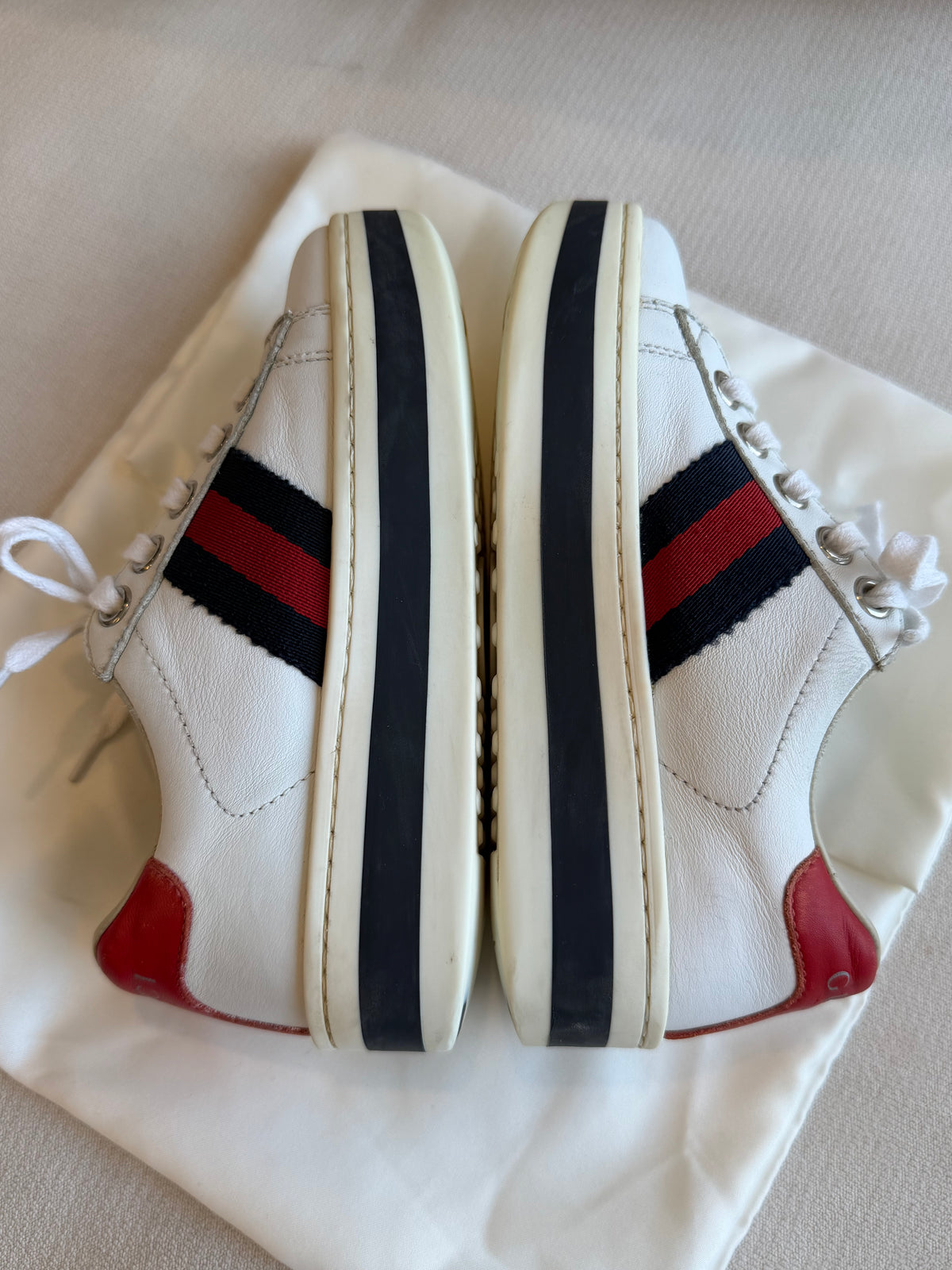GUCCI Kids Ace Leather Platform Size 27EU