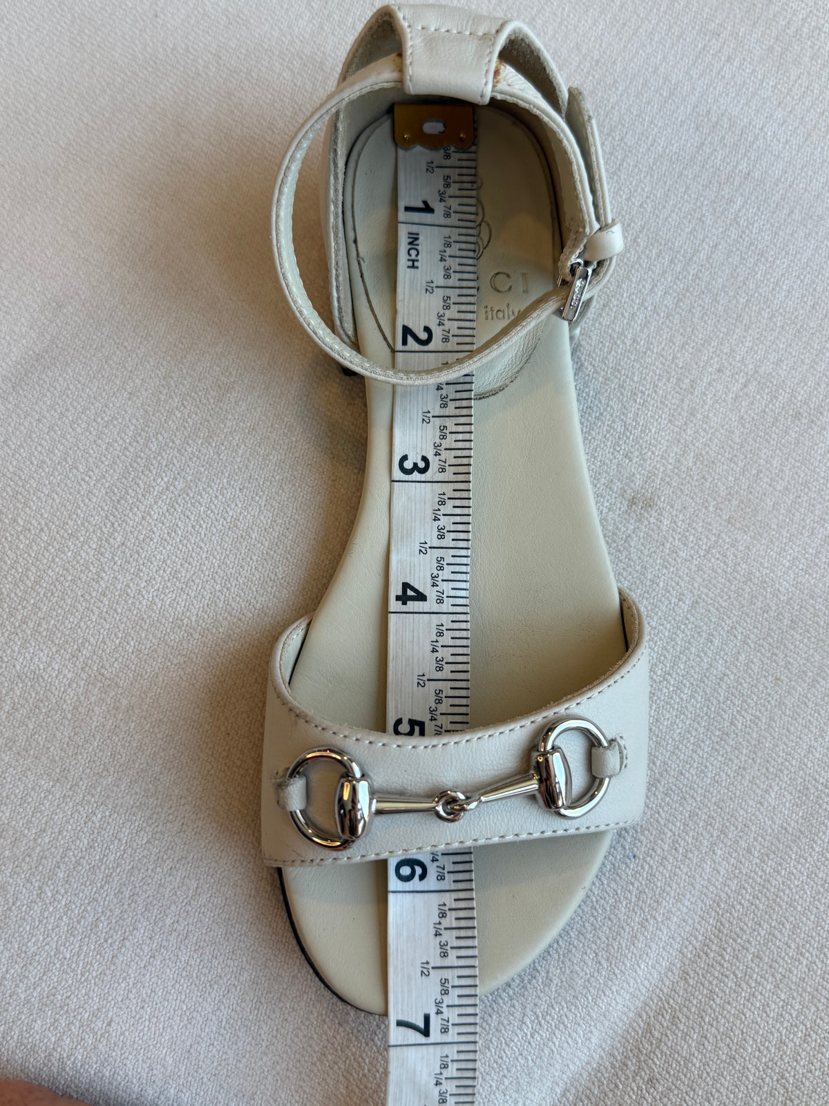 GUCCI Kids Gray Leather Horsebit Sandals 27EU