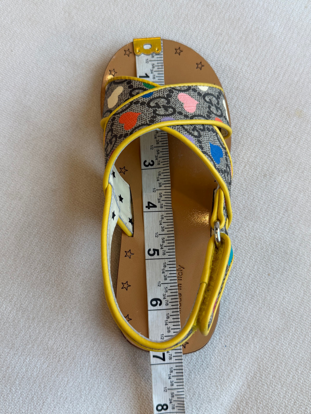 GUCCI Kids Supreme Canvas Hearts Multicolor Sandals 26EU