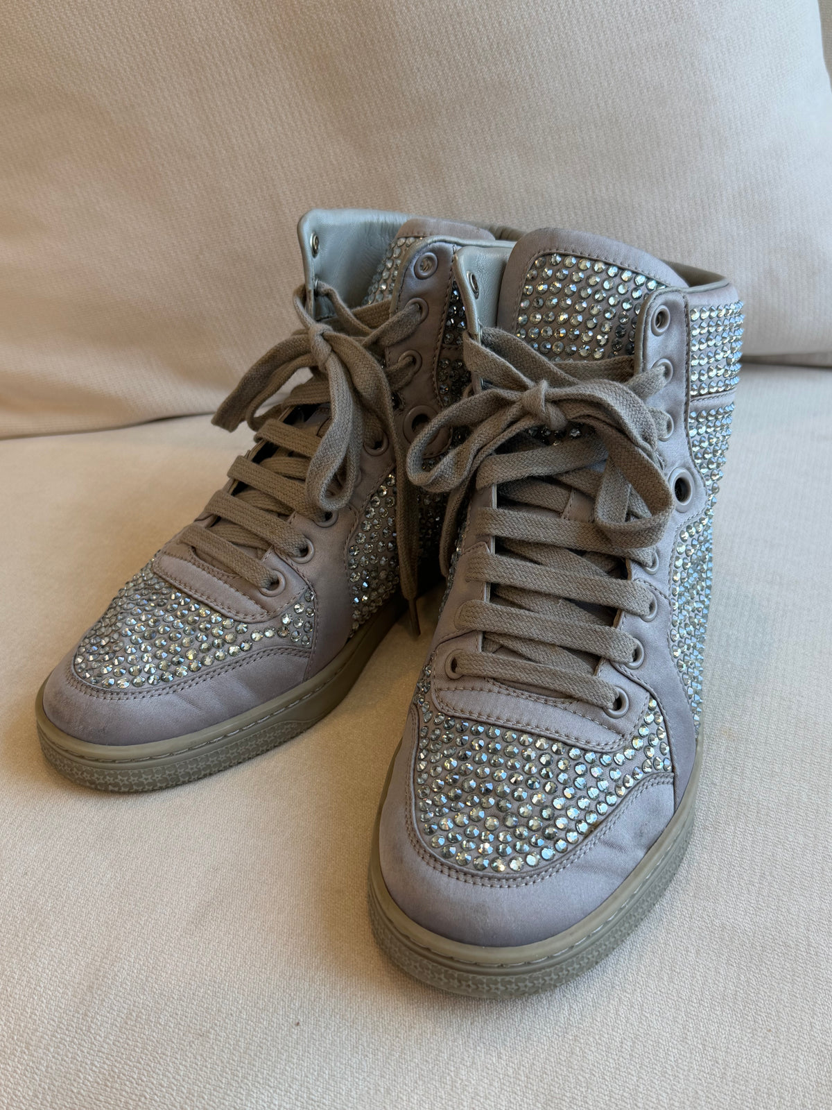 GUCCI Rhinestone Gray High Tops Women's Size 37EU