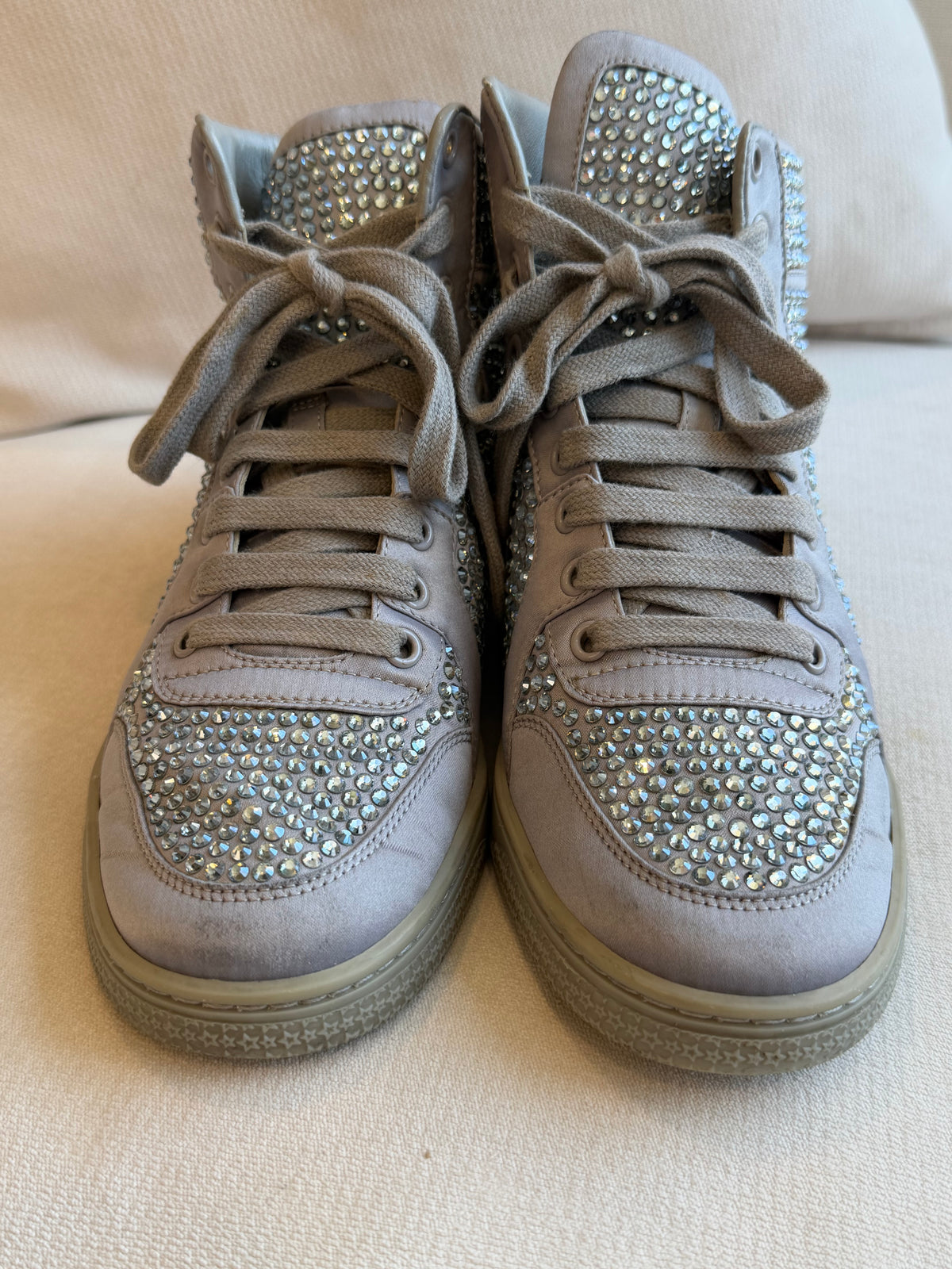 GUCCI Rhinestone Gray High Tops Women's Size 37EU