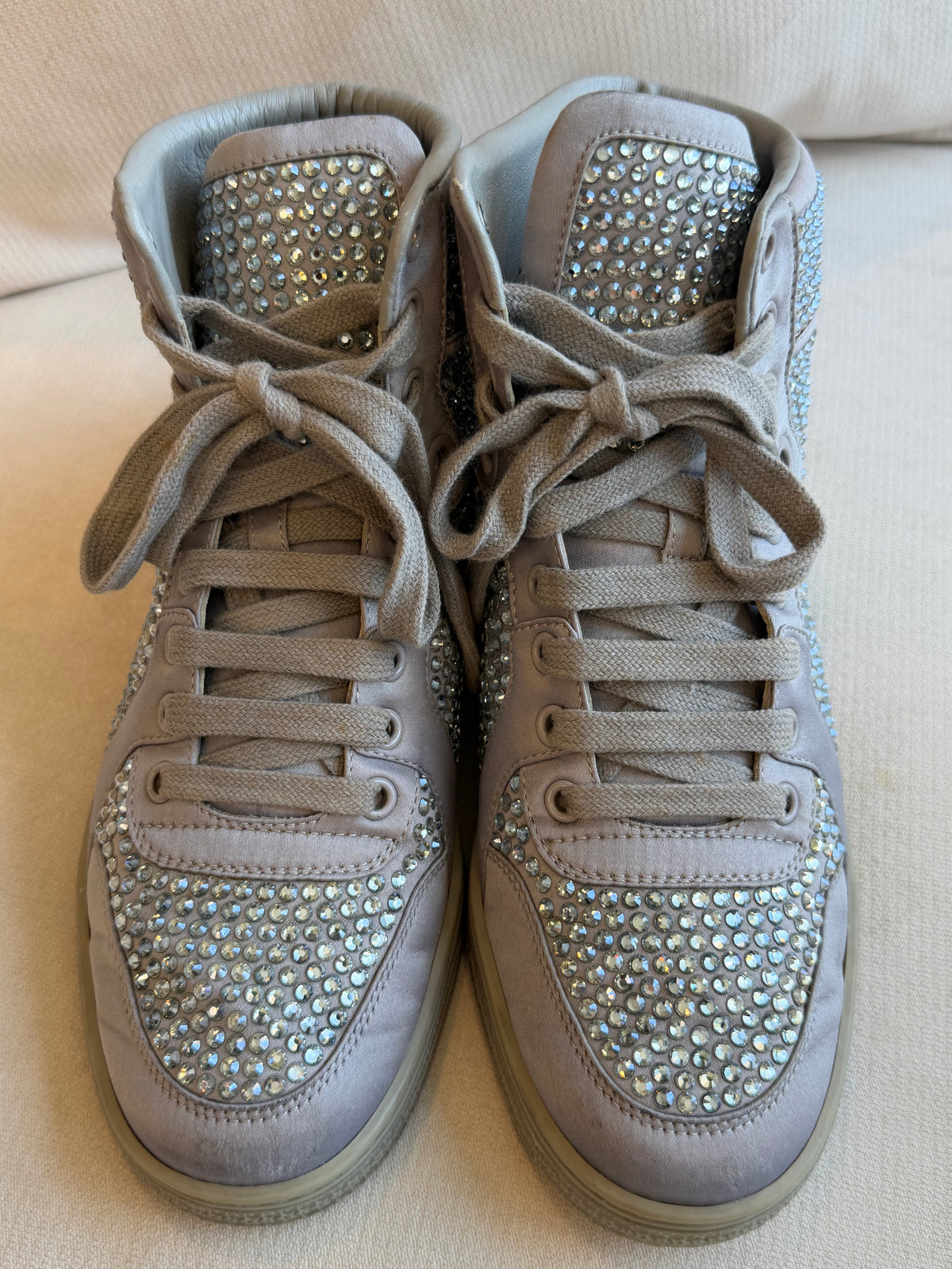 GUCCI Rhinestone Gray High Tops Women's Size 37EU
