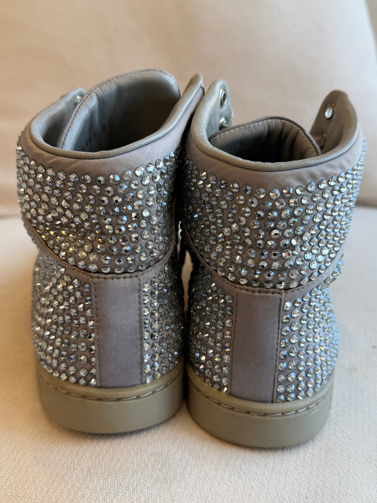 GUCCI Rhinestone Gray High Tops Women's Size 37EU