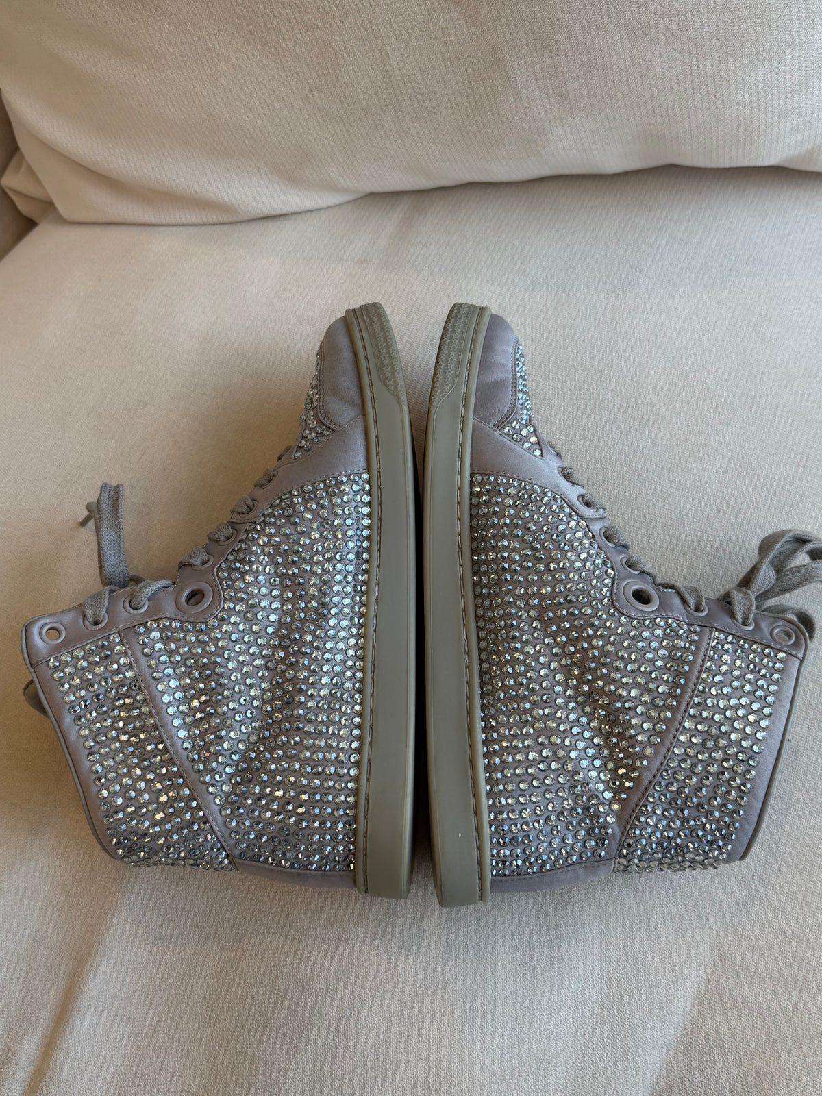 GUCCI Rhinestone Gray High Tops Women's Size 37EU