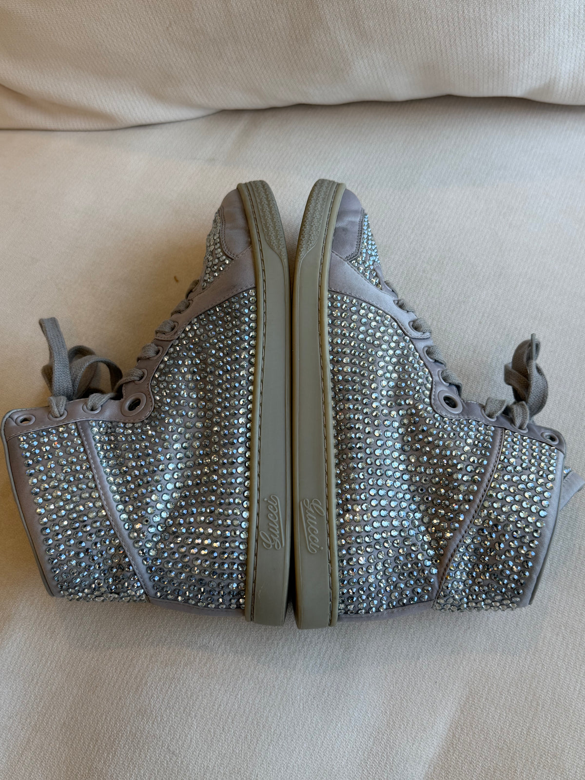 GUCCI Rhinestone Gray High Tops Women's Size 37EU