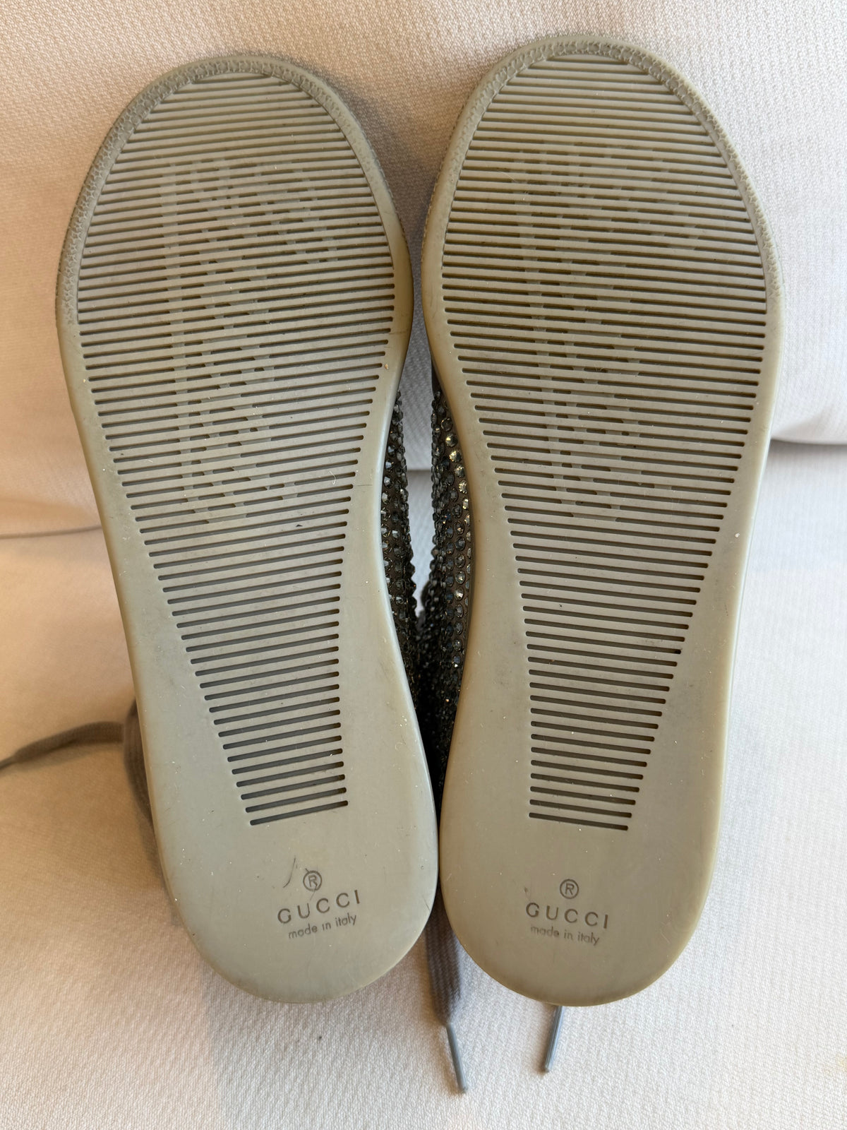 GUCCI Rhinestone Gray High Tops Women's Size 37EU
