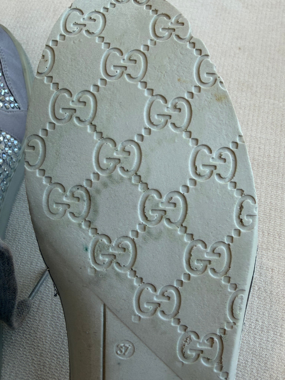 GUCCI Rhinestone Gray High Tops Women's Size 37EU
