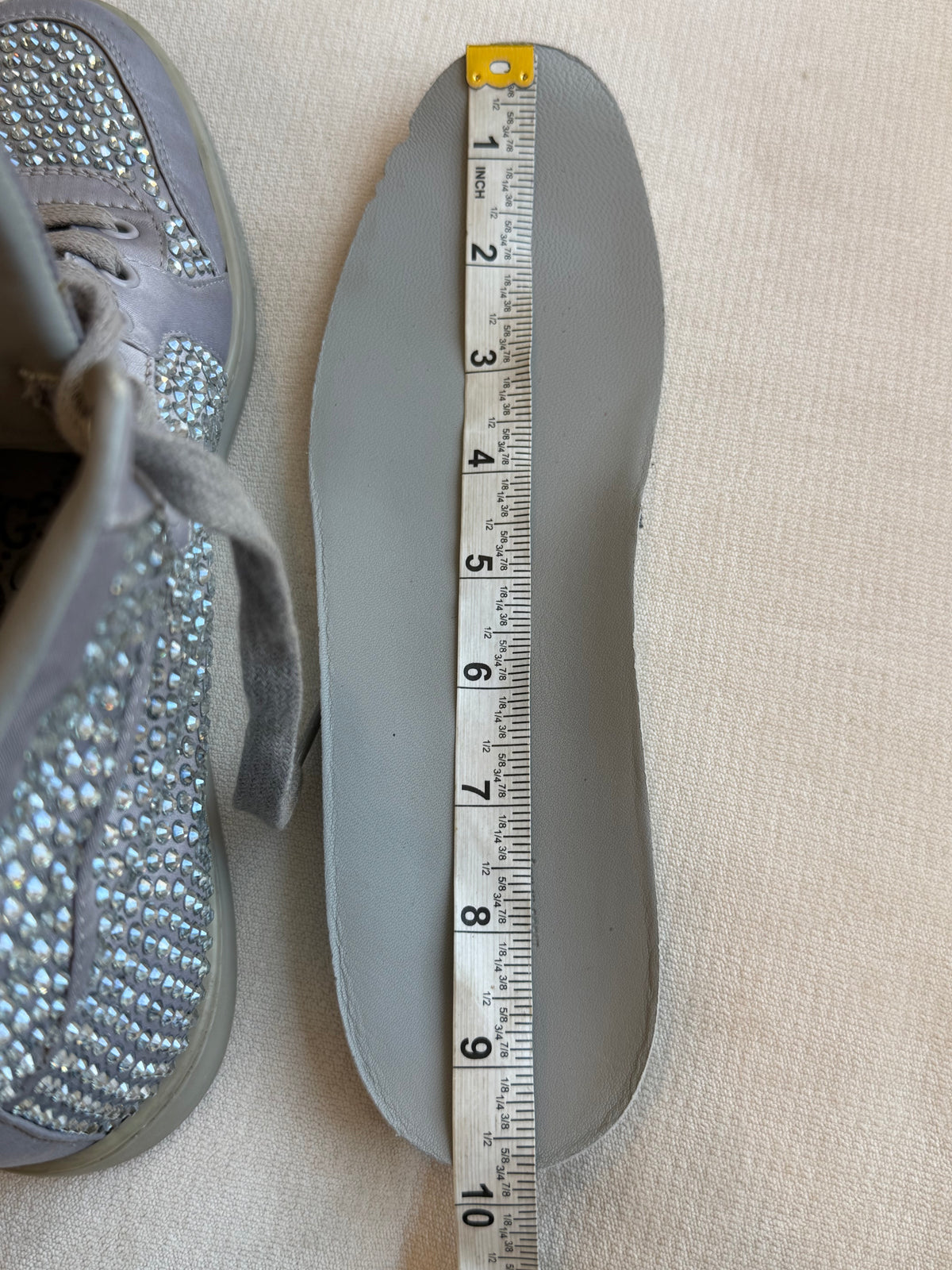 GUCCI Rhinestone Gray High Tops Women's Size 37EU
