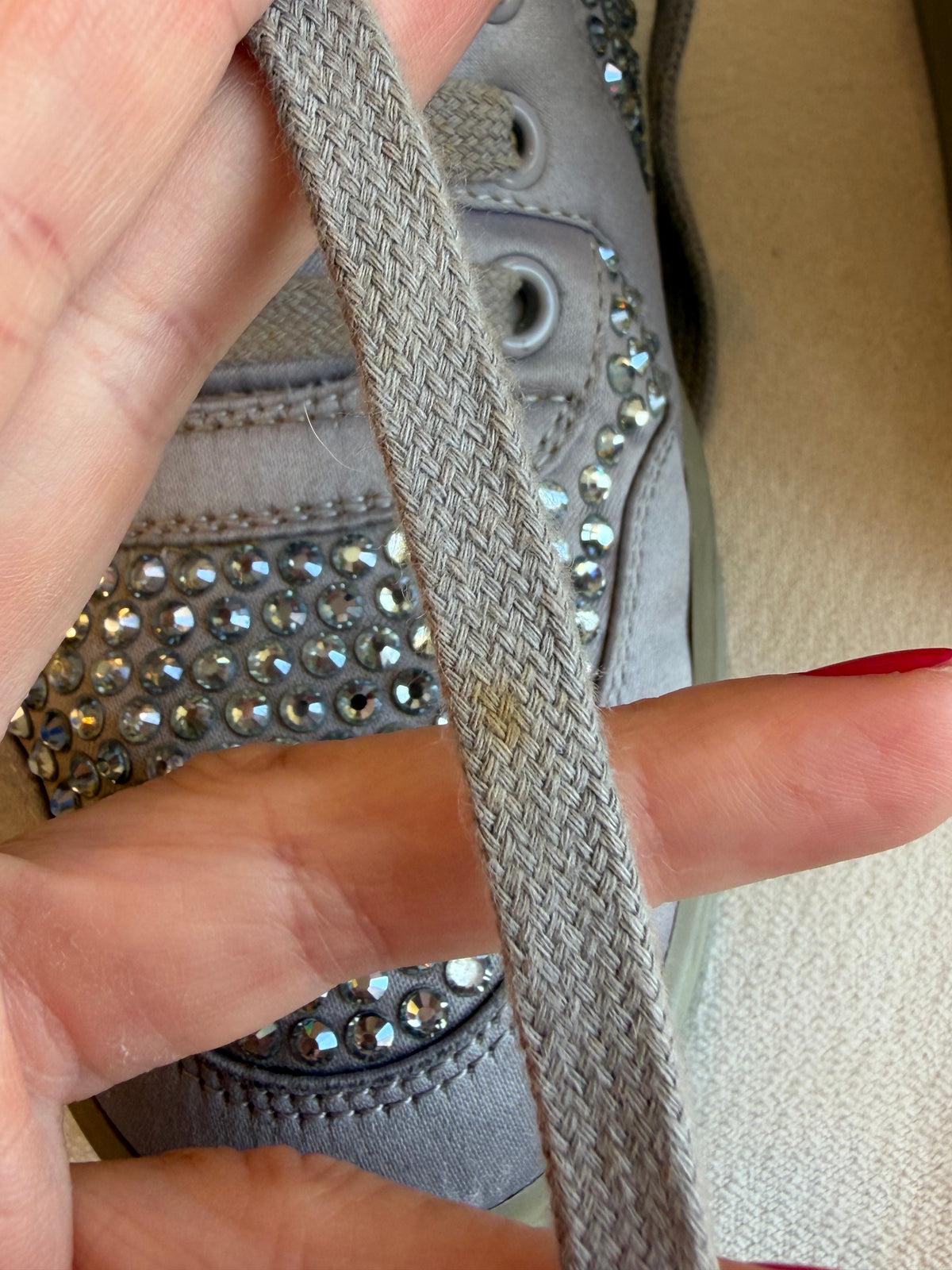 GUCCI Rhinestone Gray High Tops Women's Size 37EU