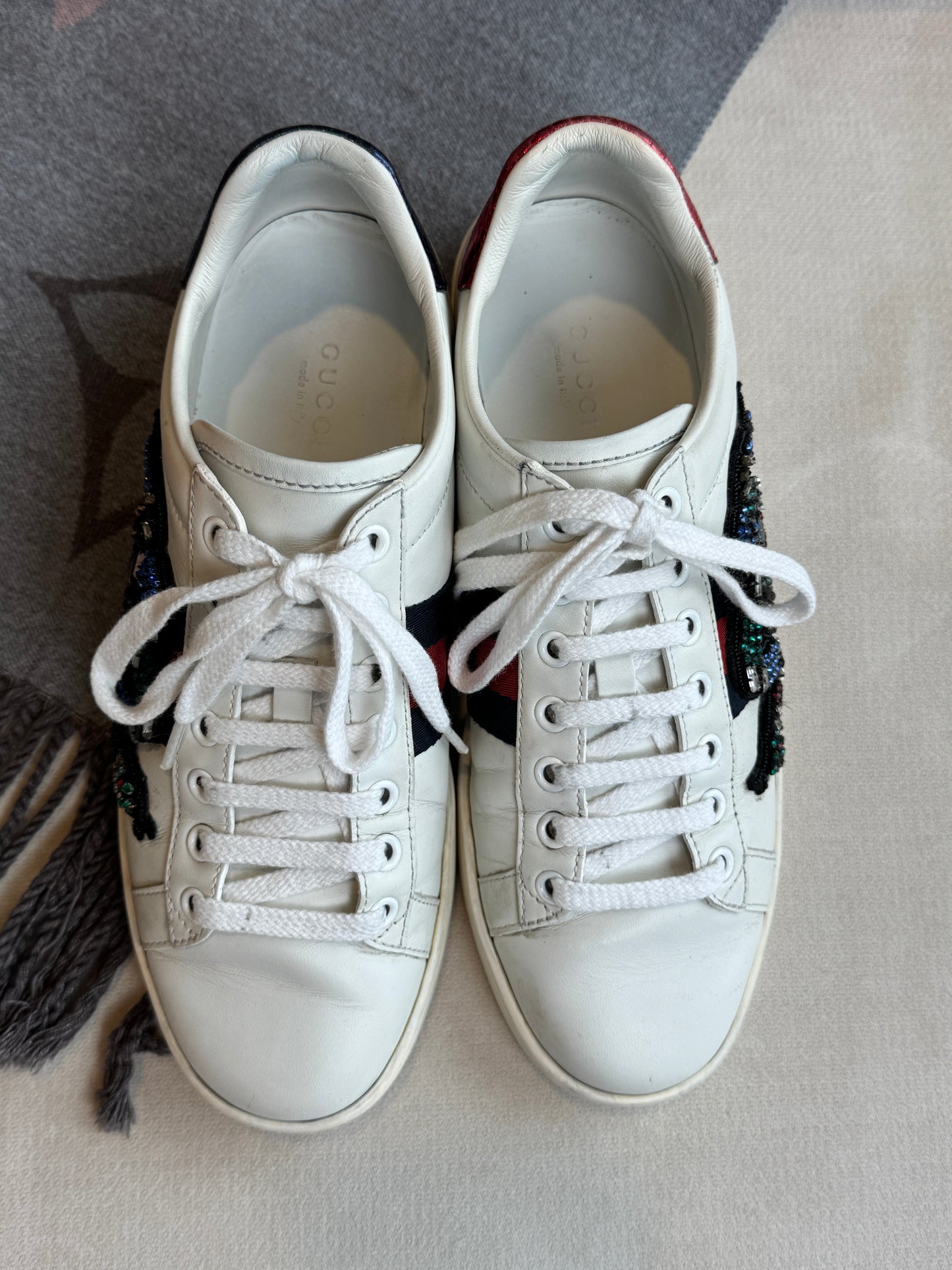GUCCI Ace Rhinestone Snakes Women's Sneakers 36.5EU