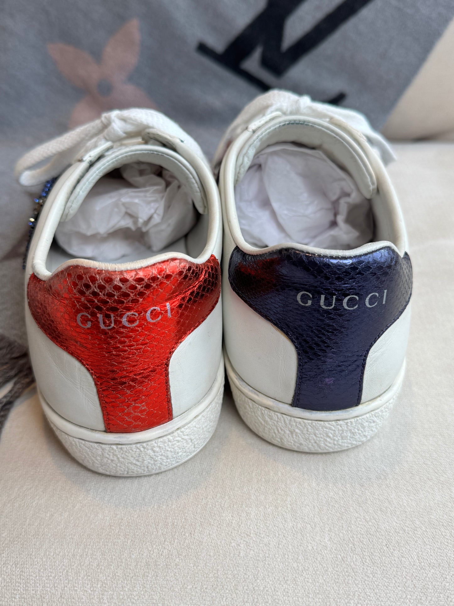 GUCCI Ace Rhinestone Snakes Women's Sneakers 36.5EU
