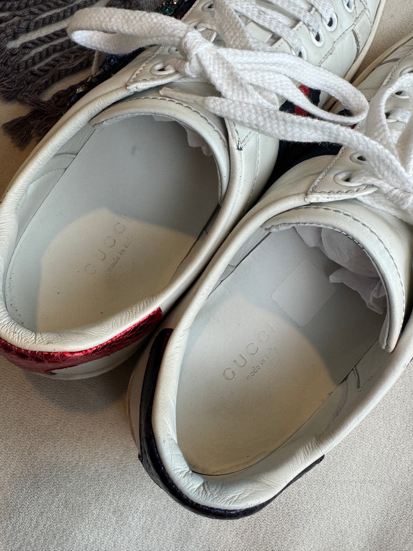 GUCCI Ace Rhinestone Snakes Women's Sneakers 36.5EU