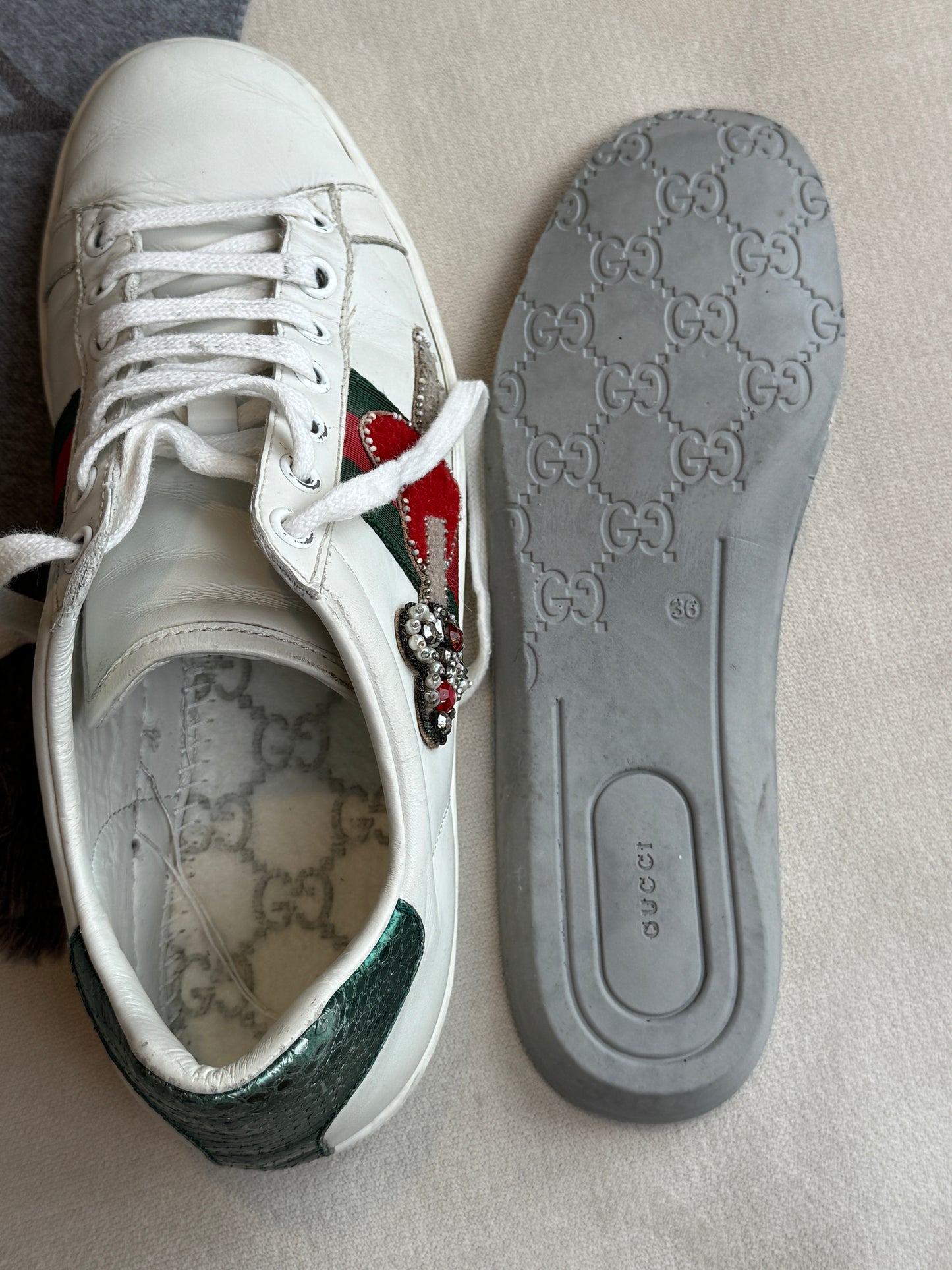 Gucci Ace Sword Hearts Women's Sneakers Size 35.5EU