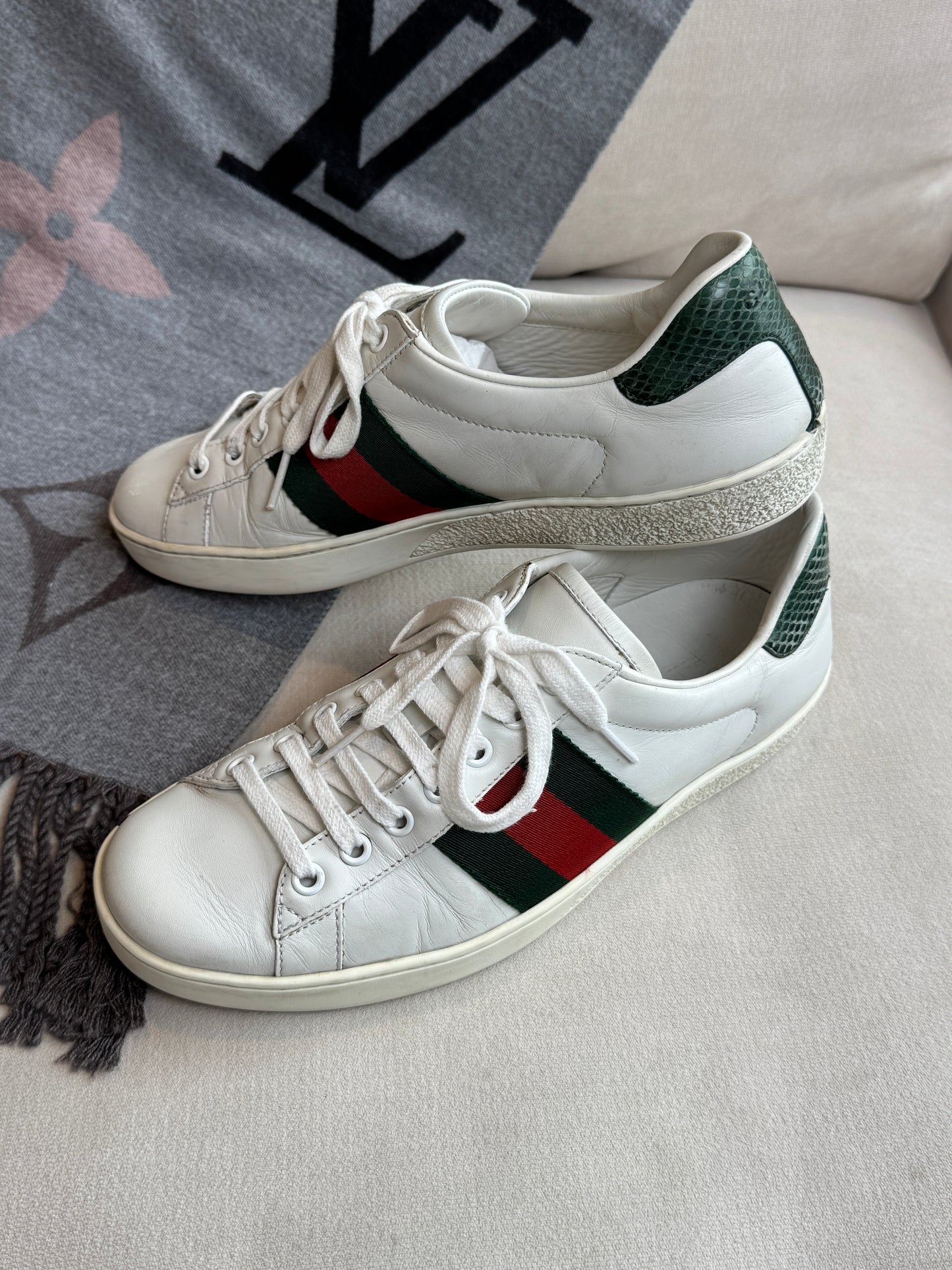 GUCCI Ace Green/Red Web Men's Sneakers 5.5EU (Women's 38.5EU)