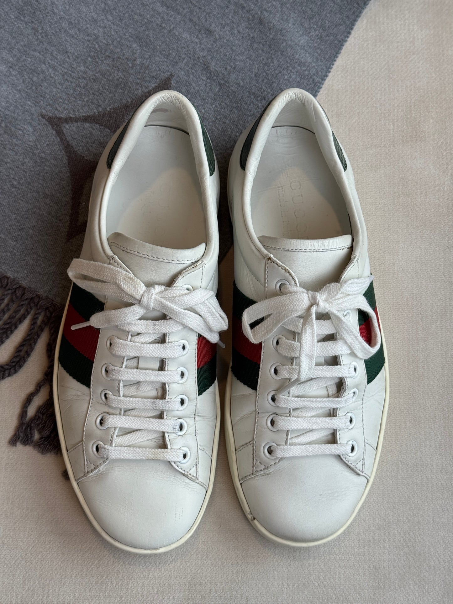 GUCCI Ace Green/Red Web Men's Sneakers 5.5EU (Women's 38.5EU)