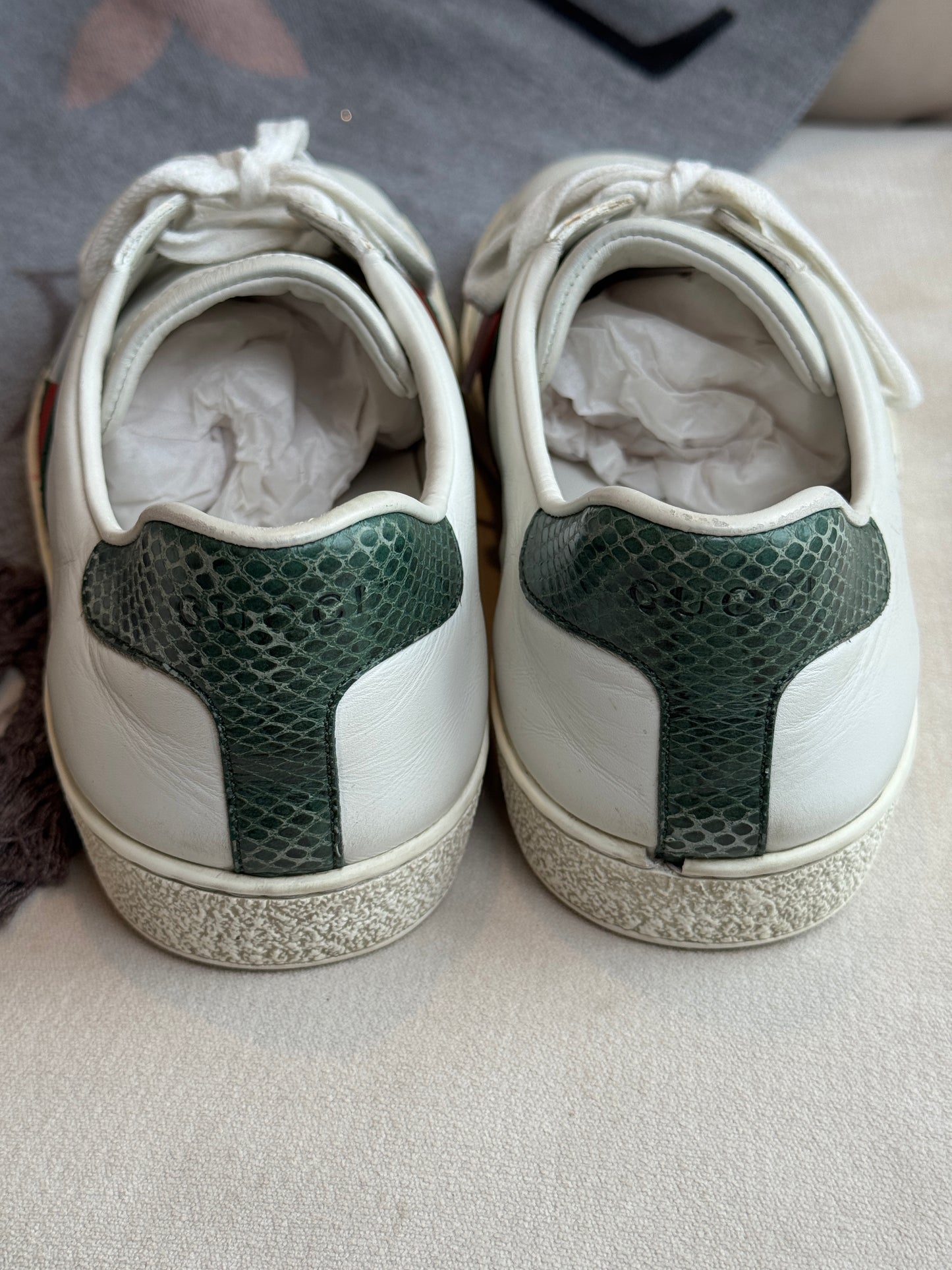 GUCCI Ace Green/Red Web Men's Sneakers 5.5EU (Women's 38.5EU)