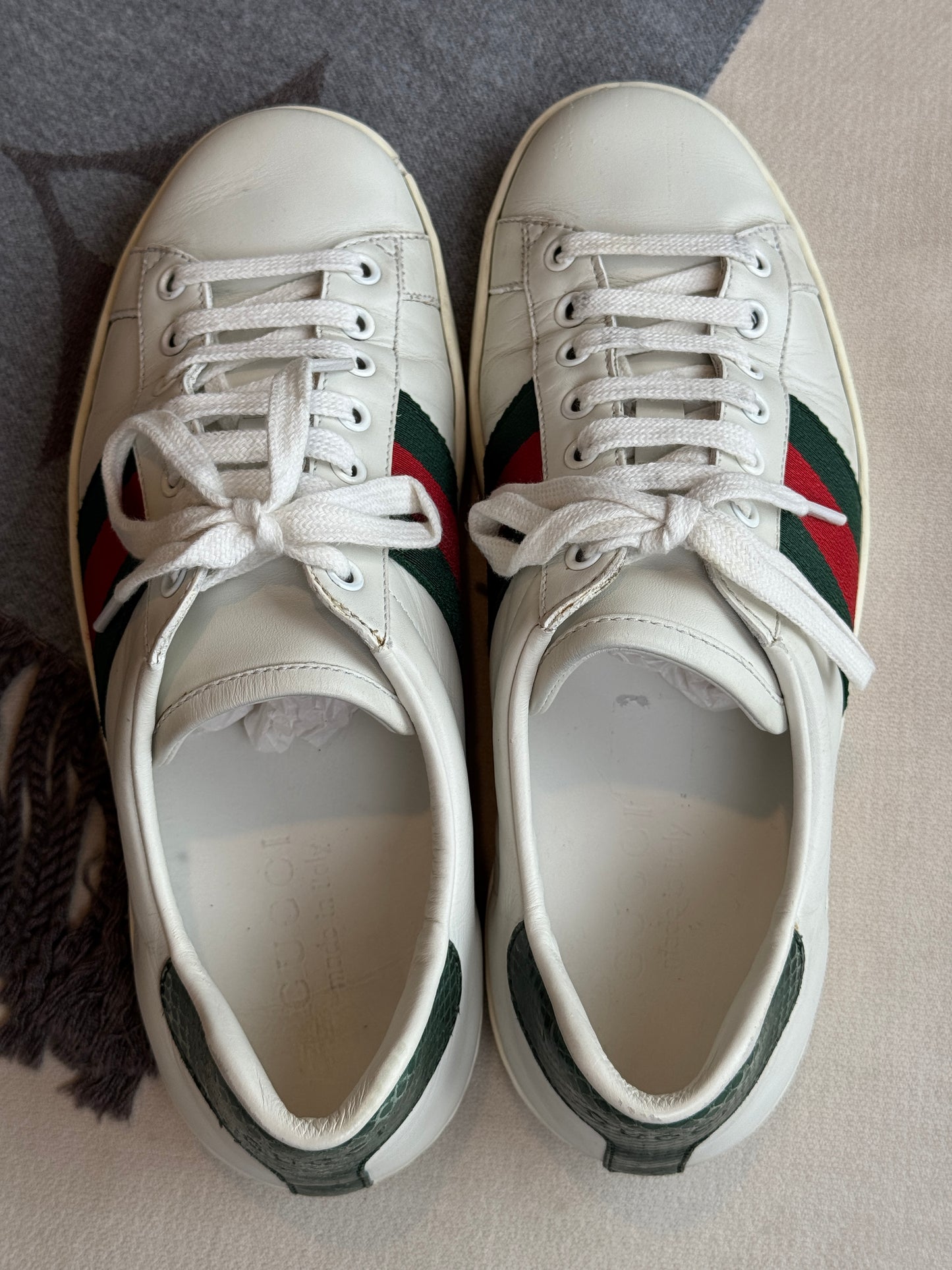 GUCCI Ace Green/Red Web Men's Sneakers 5.5EU (Women's 38.5EU)