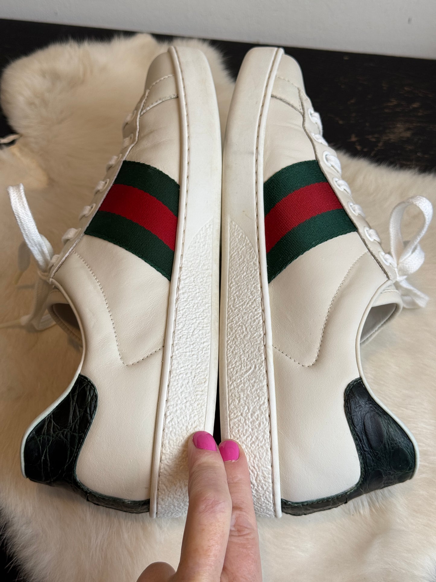 GUCCI Ace Crocodile Web Sneakers Mens 8.5EU (41.5EU)