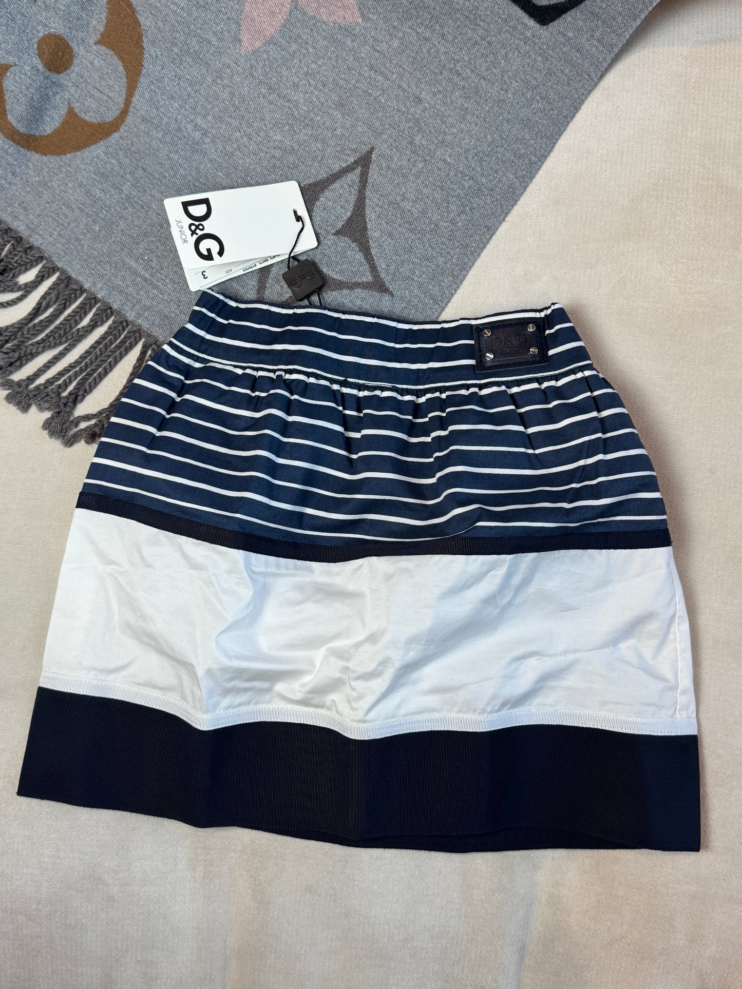 Dolce & Gabbana Navy/White Popin Striped Skirt Size 3