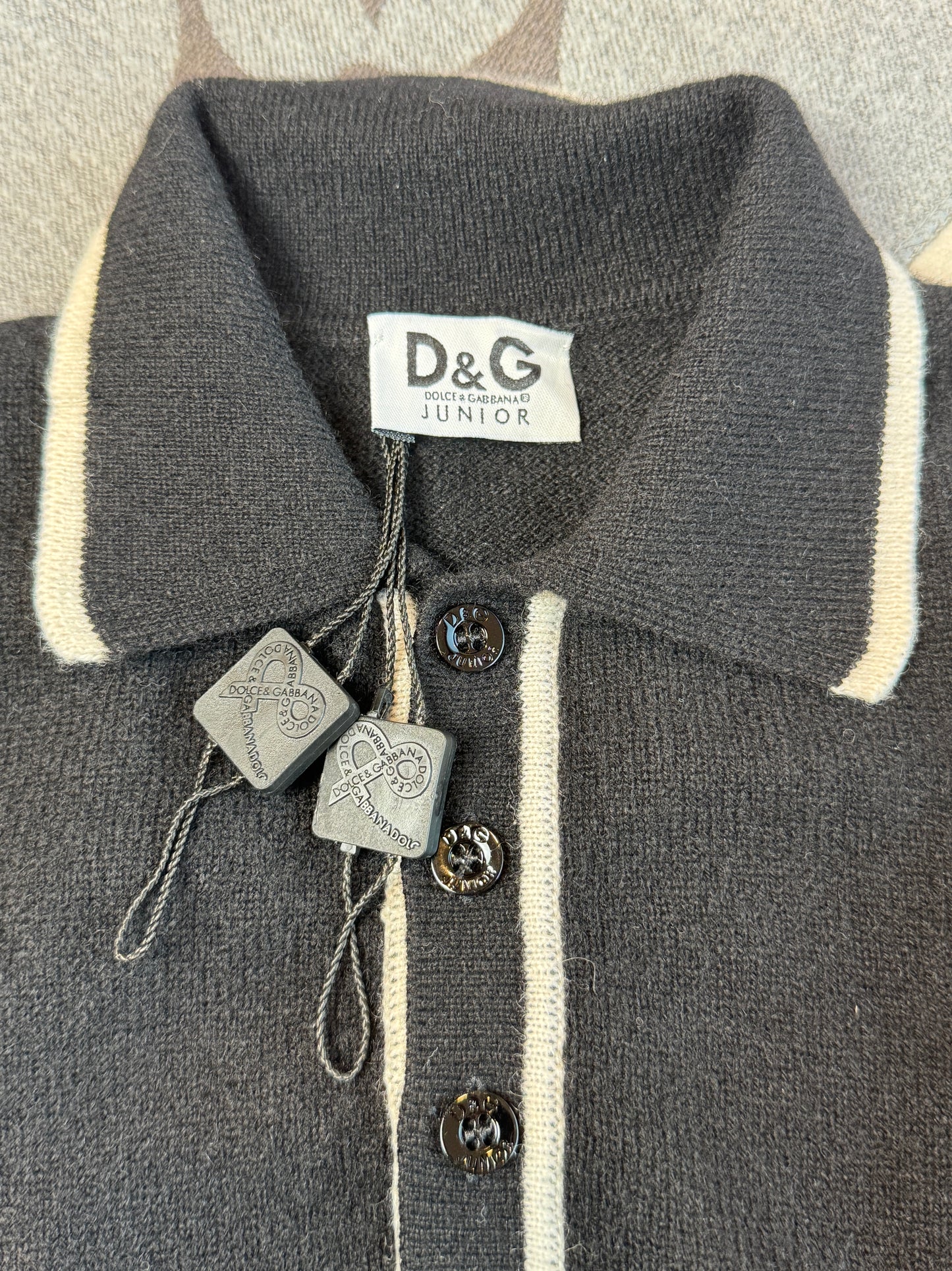 Dolce & Gabbana Black/White Collared Cashmere Sweater Size 4