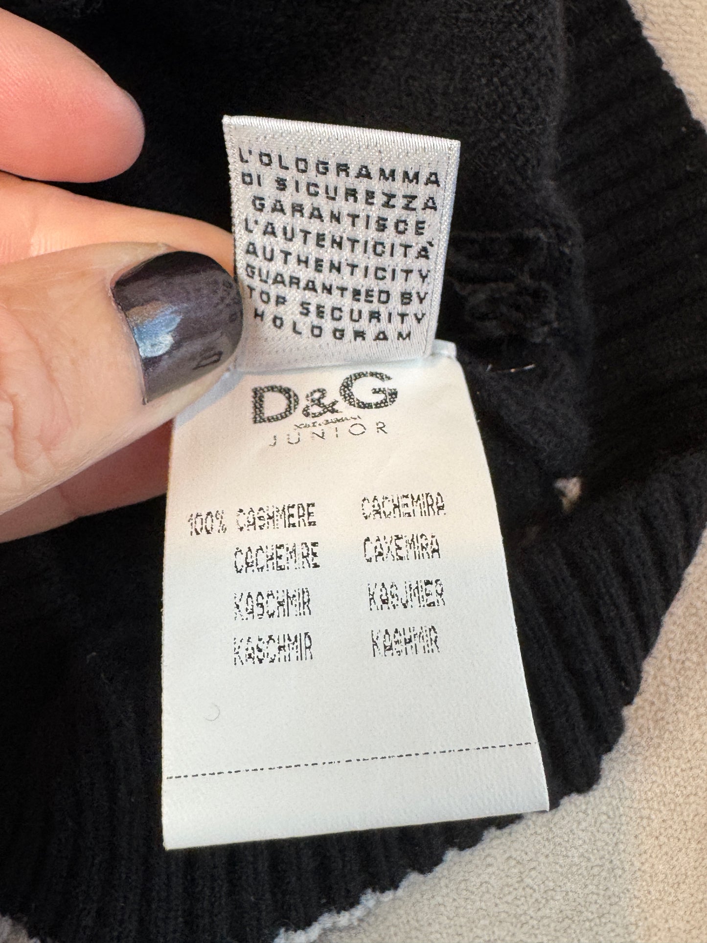 Dolce & Gabbana Black/White Collared Cashmere Sweater Size 4