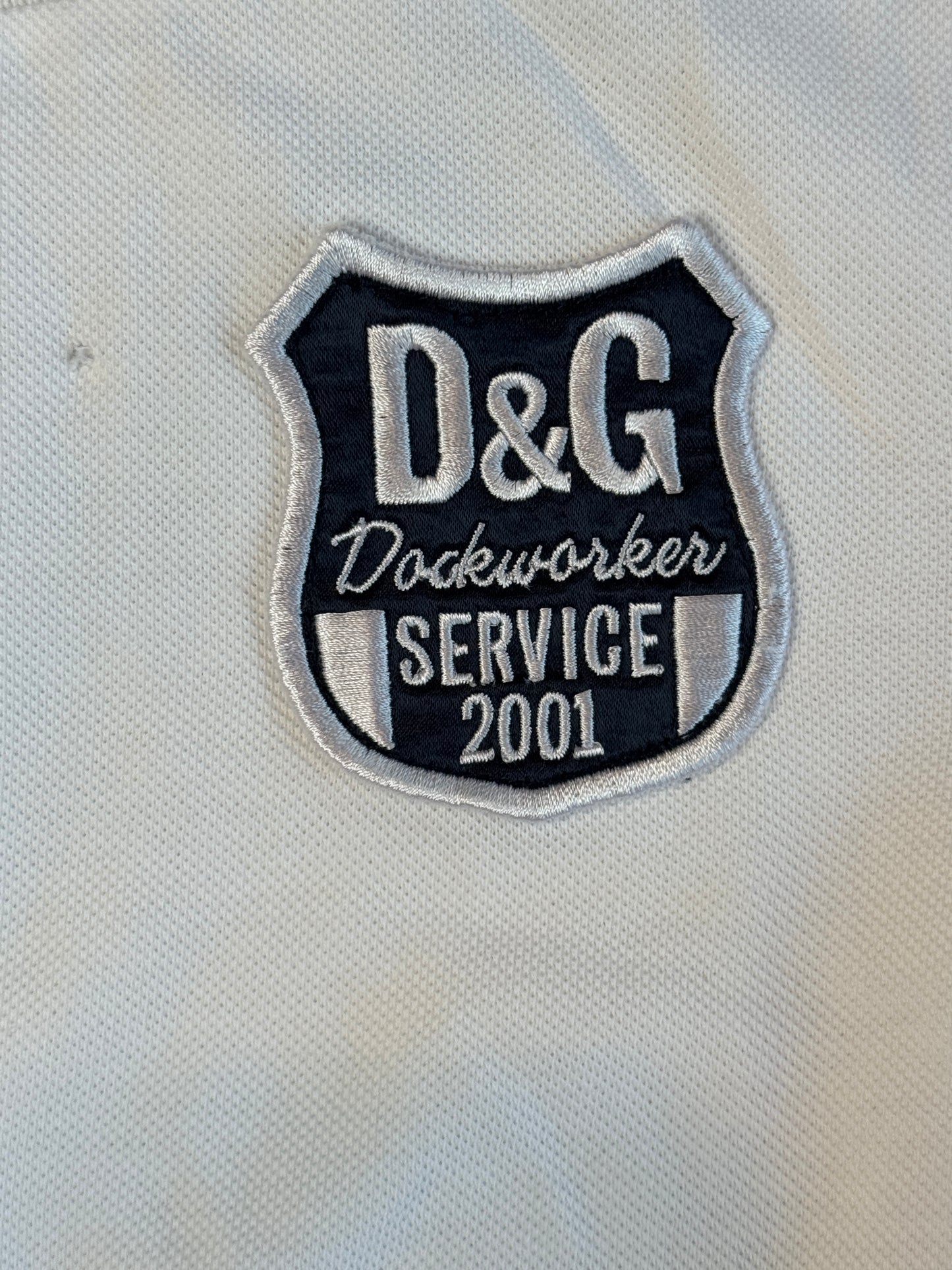Dolce & Gabbana White/Navy Pique Polo T-Shirt Size 7/8