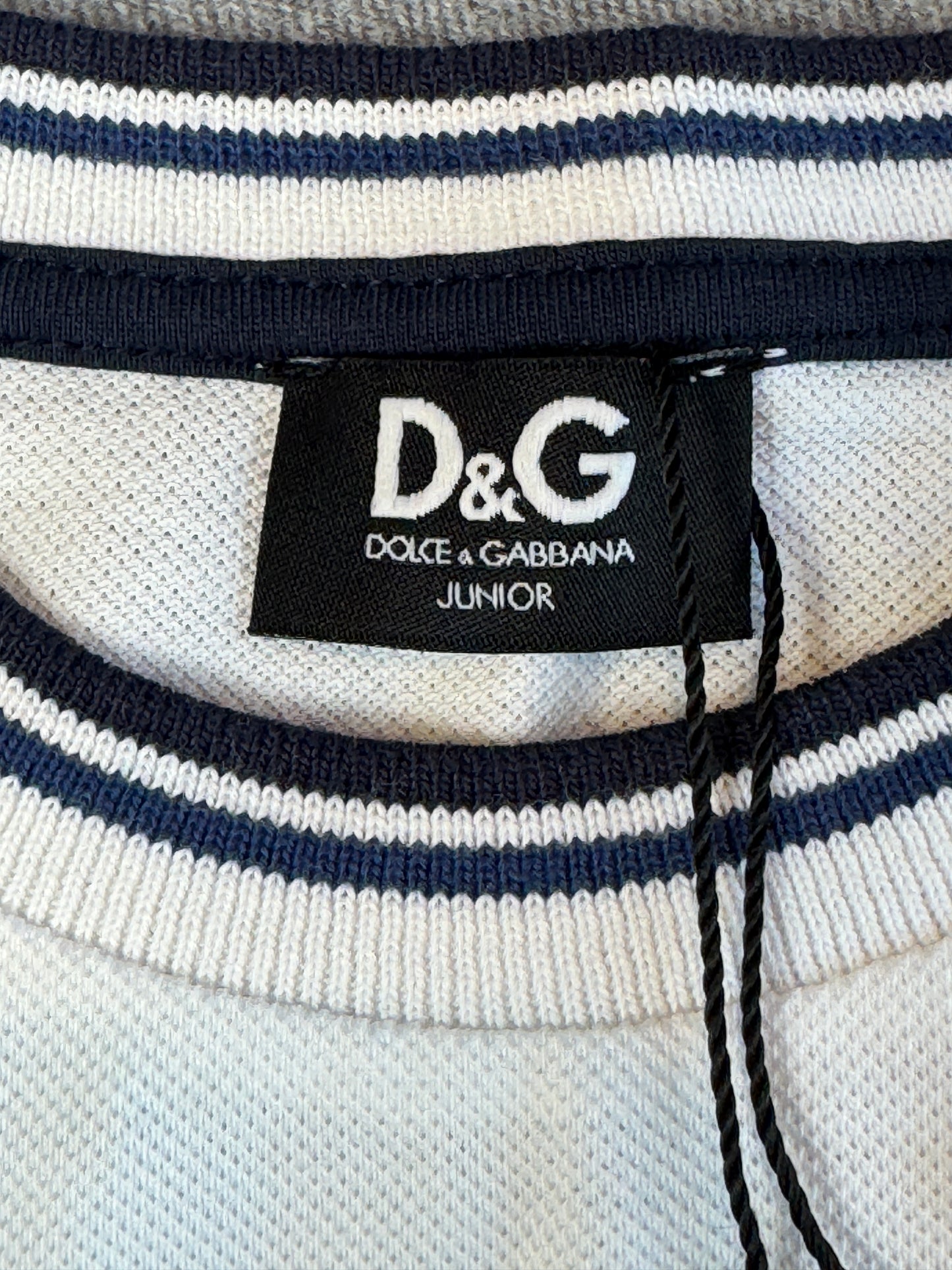 Dolce & Gabbana White/Navy Pique Polo T-Shirt Size 7/8