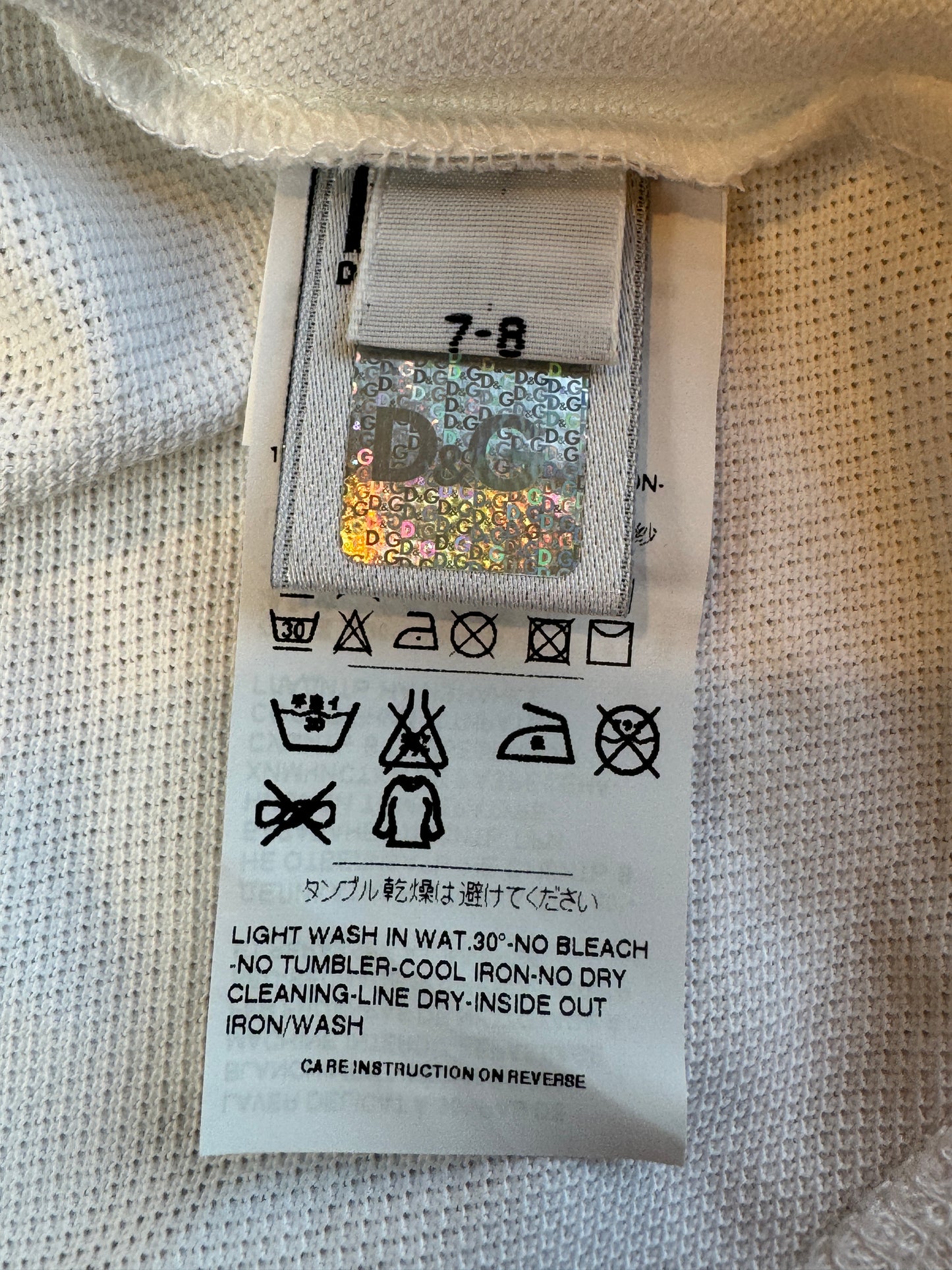 Dolce & Gabbana White/Navy Pique Polo T-Shirt Size 7/8