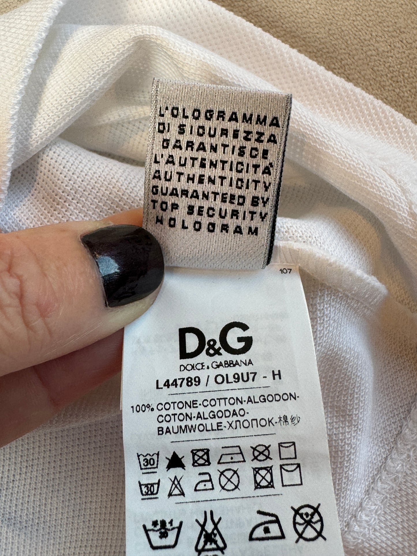 Dolce & Gabbana White/Navy Pique Polo T-Shirt Size 7/8